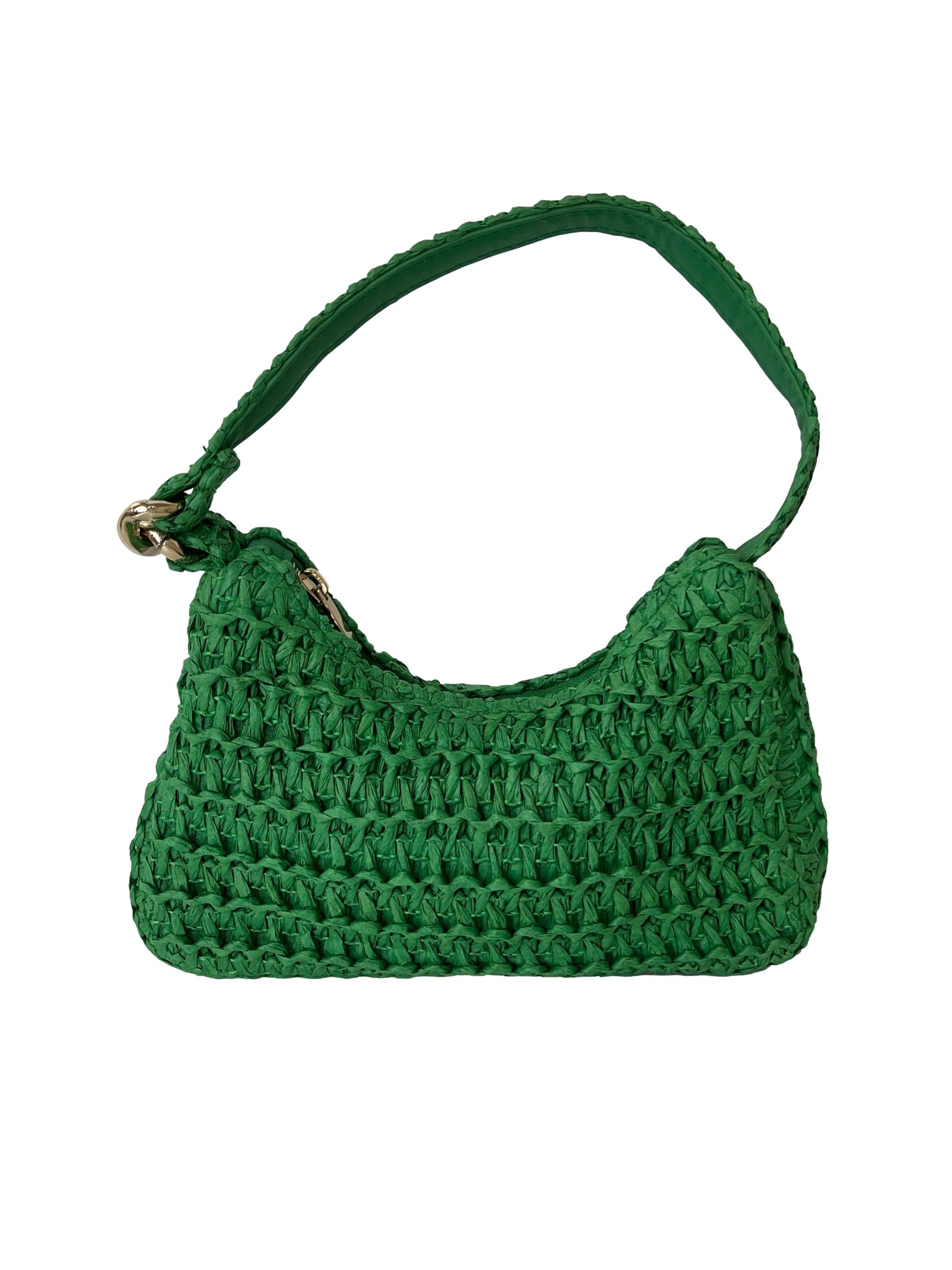 Bright Green Crochet Shoulder Bag