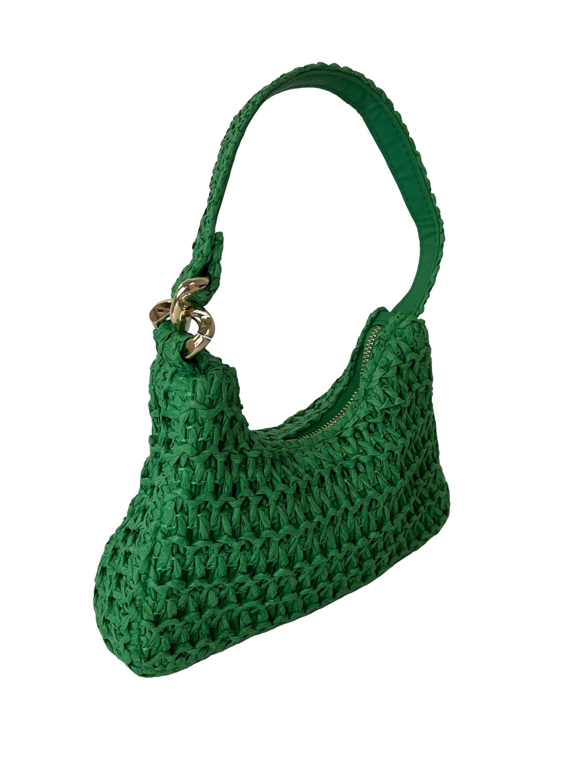 Bright Green Crochet Shoulder Bag