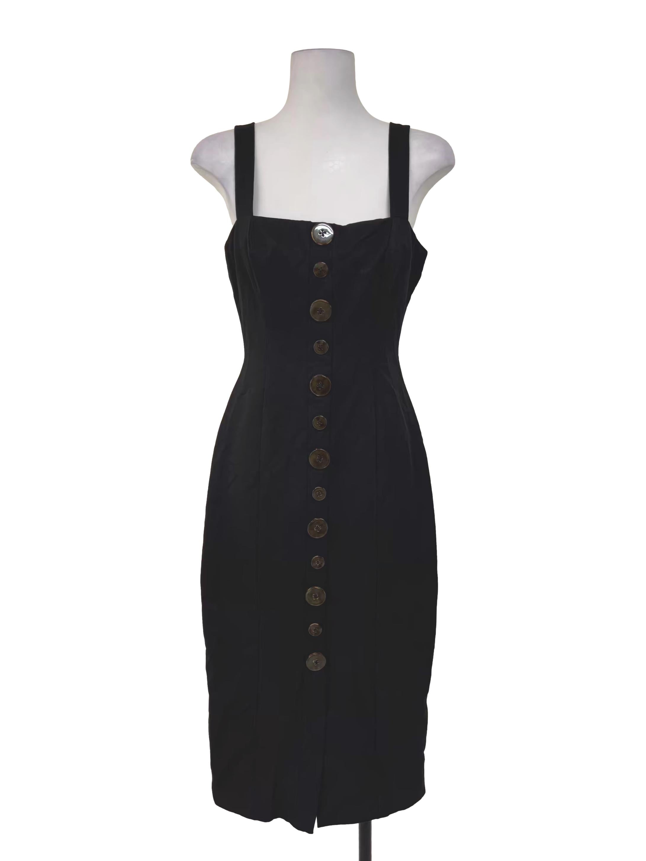 Ink Black Hourglass Button Dress
