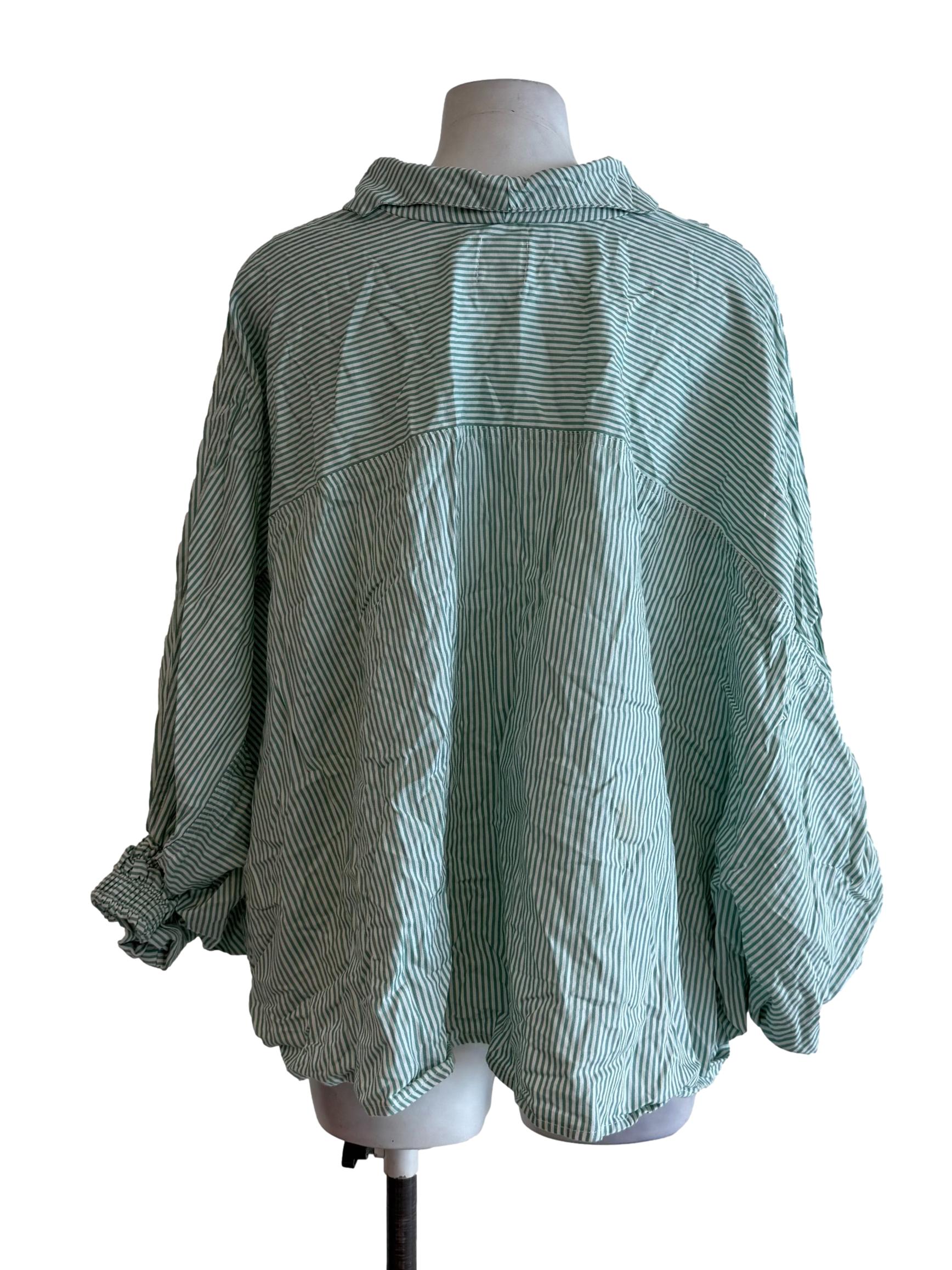 Green Bengal Stripe Bat Sleeves Shirt