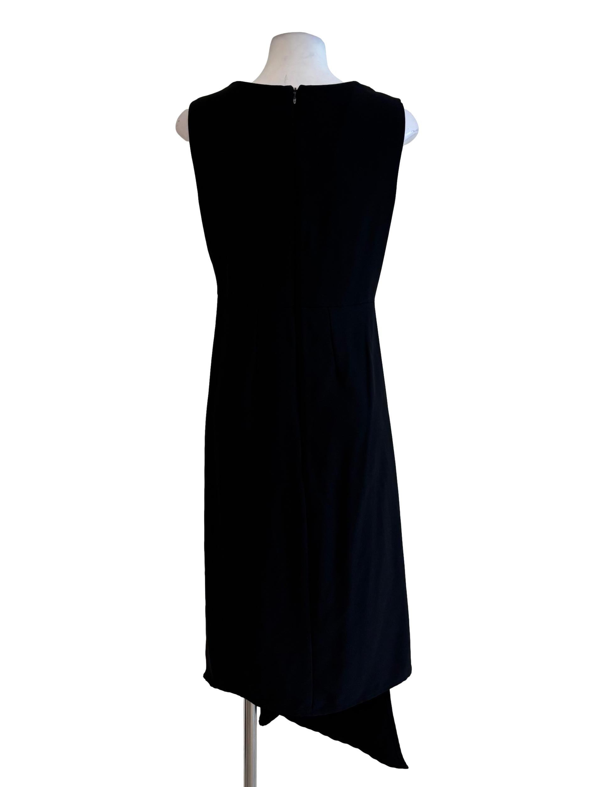 Rich Black Sleeveless Round Neck Dress
