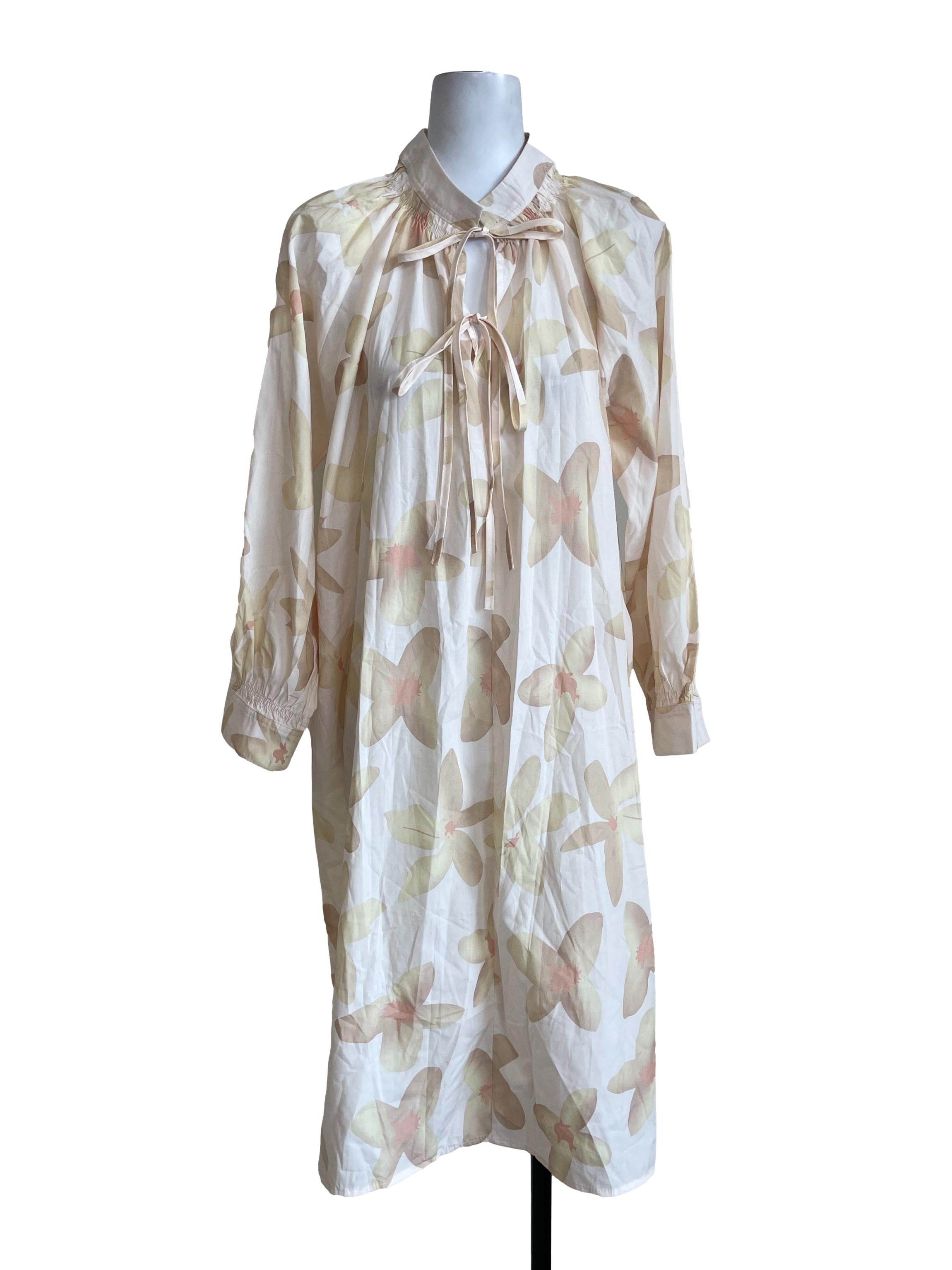 Beige Floral Baggy Dress