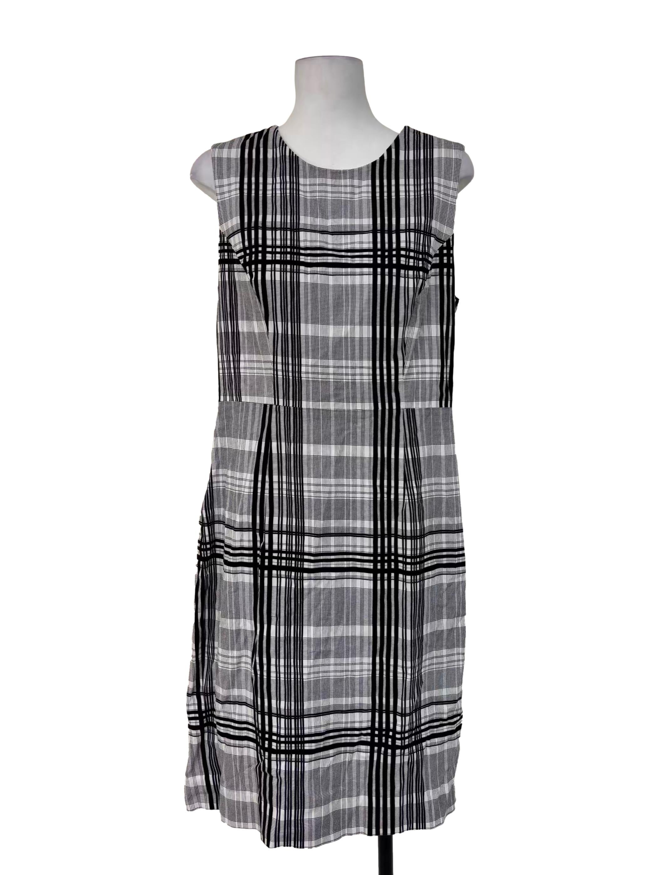 Cloud Grey Grid Sheath Dress