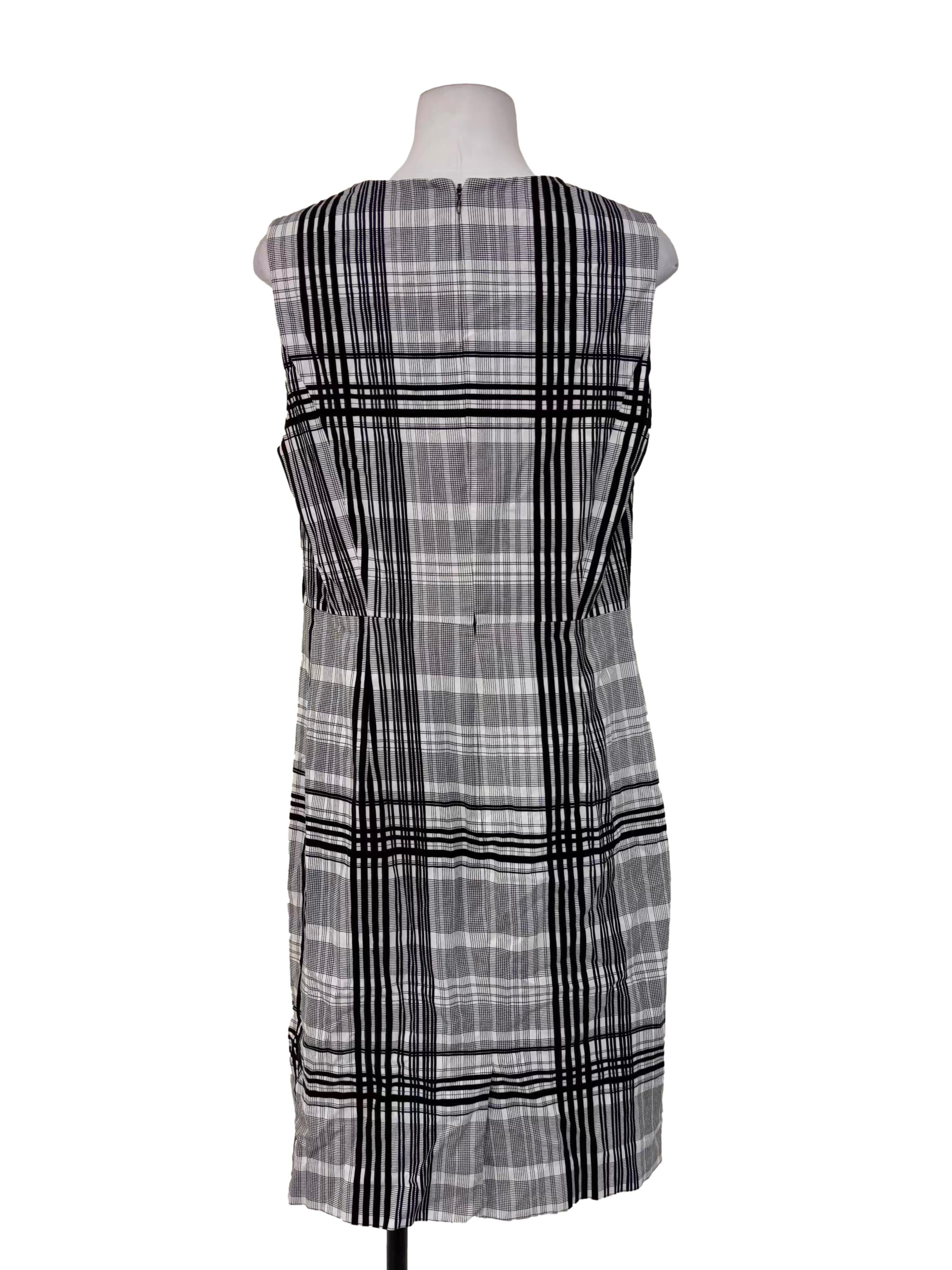 Cloud Grey Grid Sheath Dress