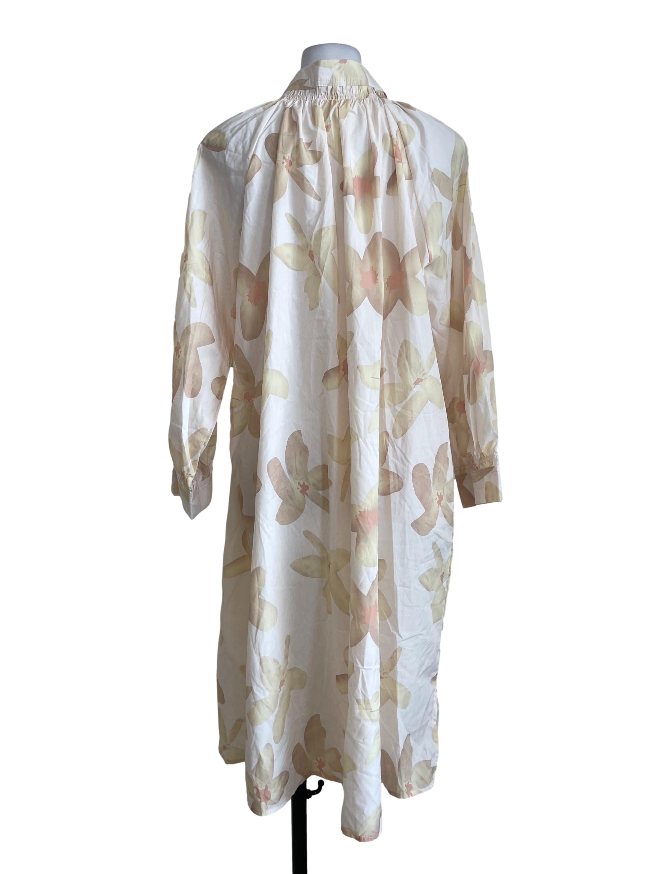 Beige Floral Baggy Dress