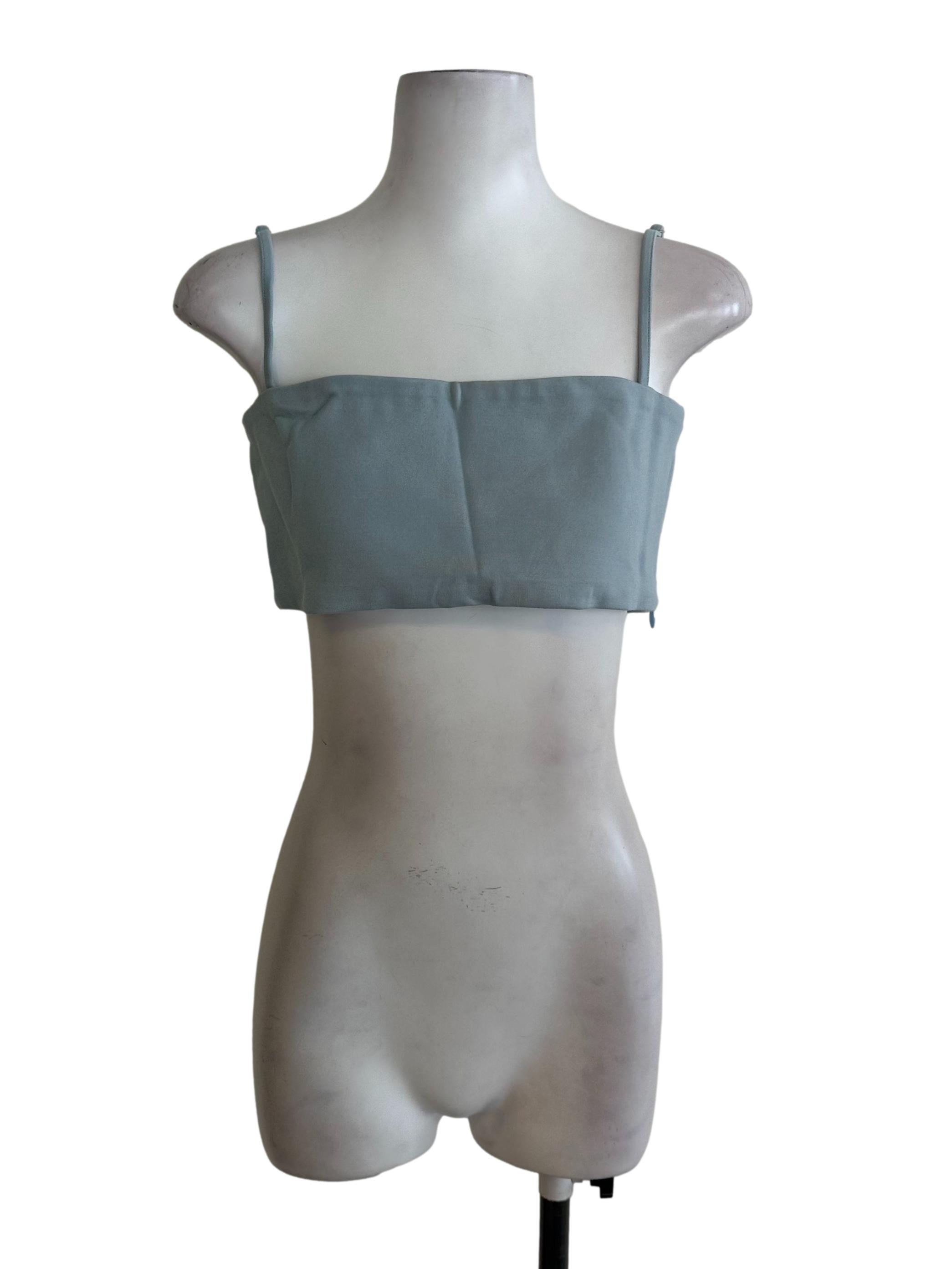 Dusty Blue Plain Square Neck Top
