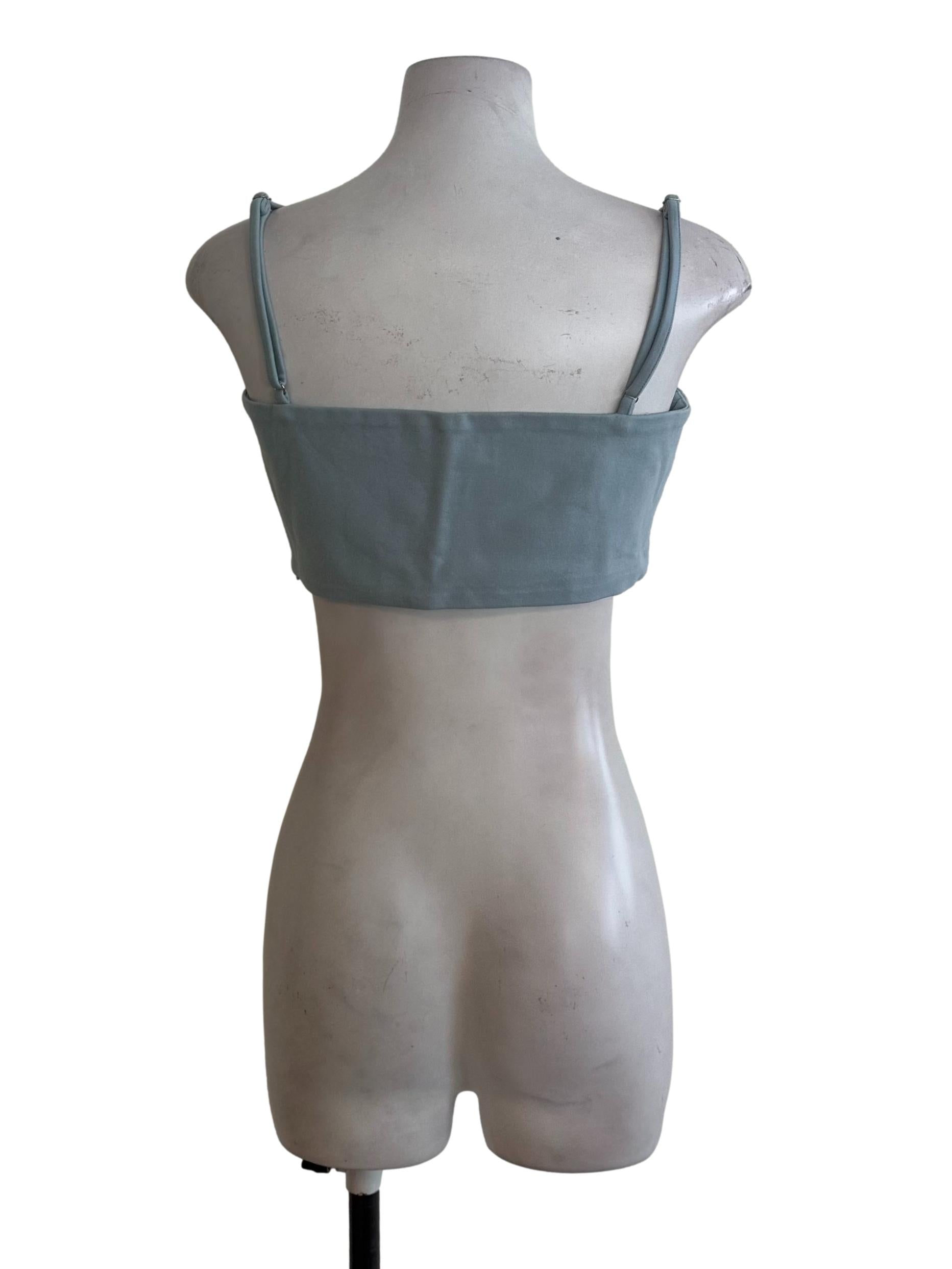 Dusty Blue Plain Square Neck Top