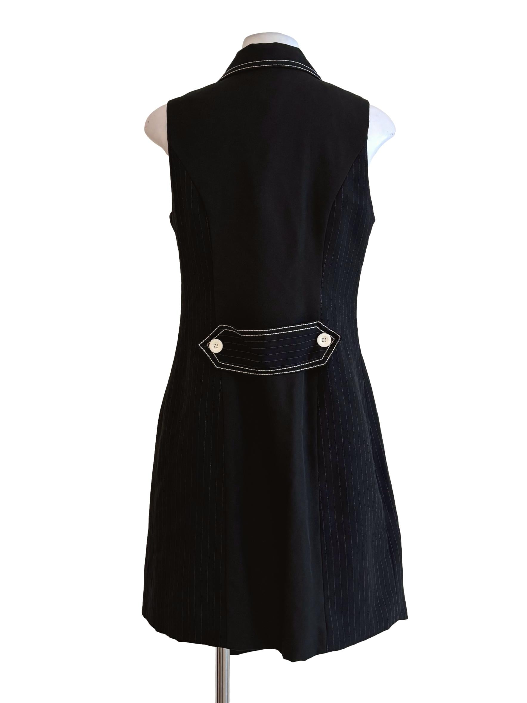 Jet Black Double Breasted Striped Dress