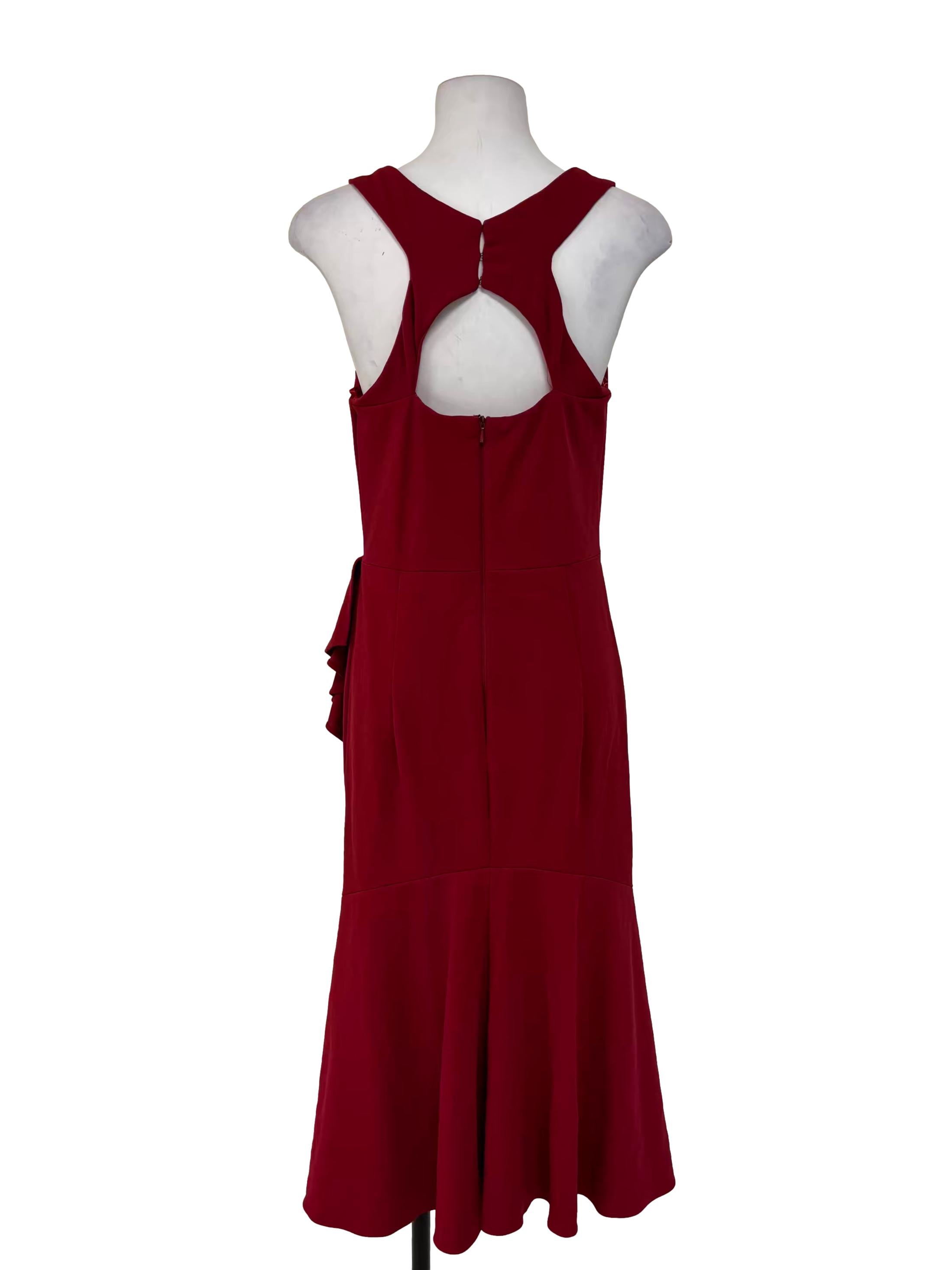Ruby Red Sleeveless Ruffle Dress