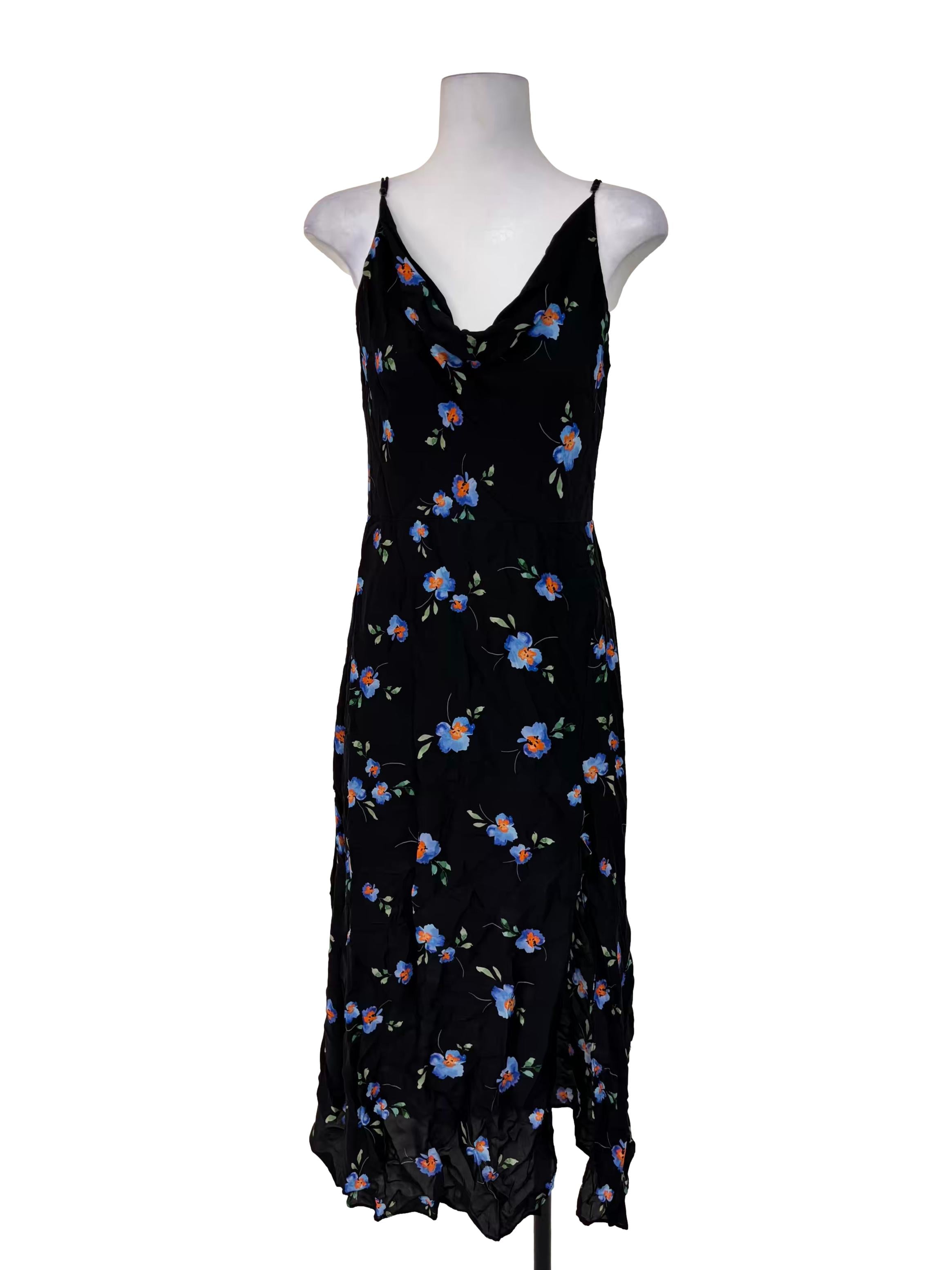 Jade Black Floral Blue Cami Dress