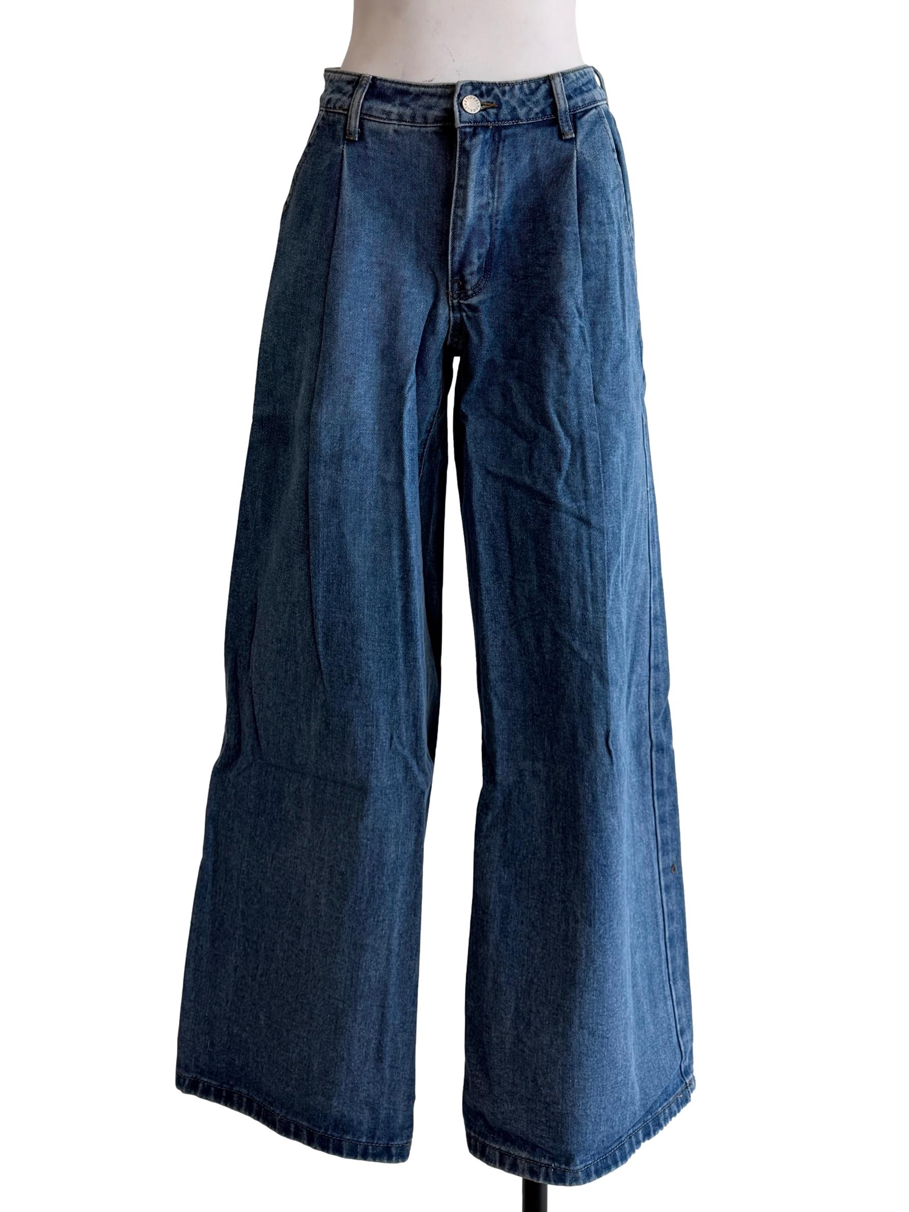 Blue Mateo Wide Leg Denim Jeans