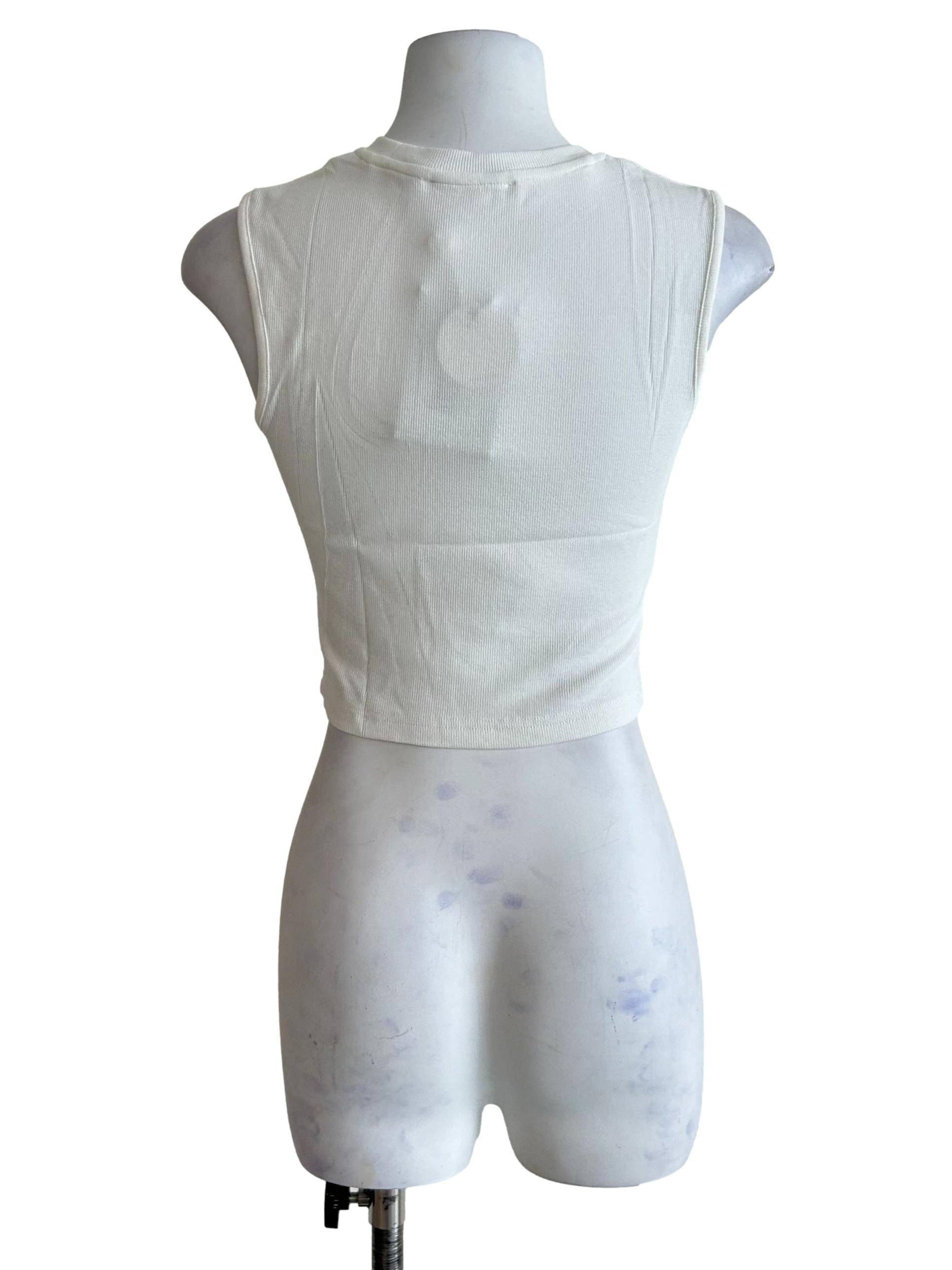 White Nelia Ribbed Tank Top
