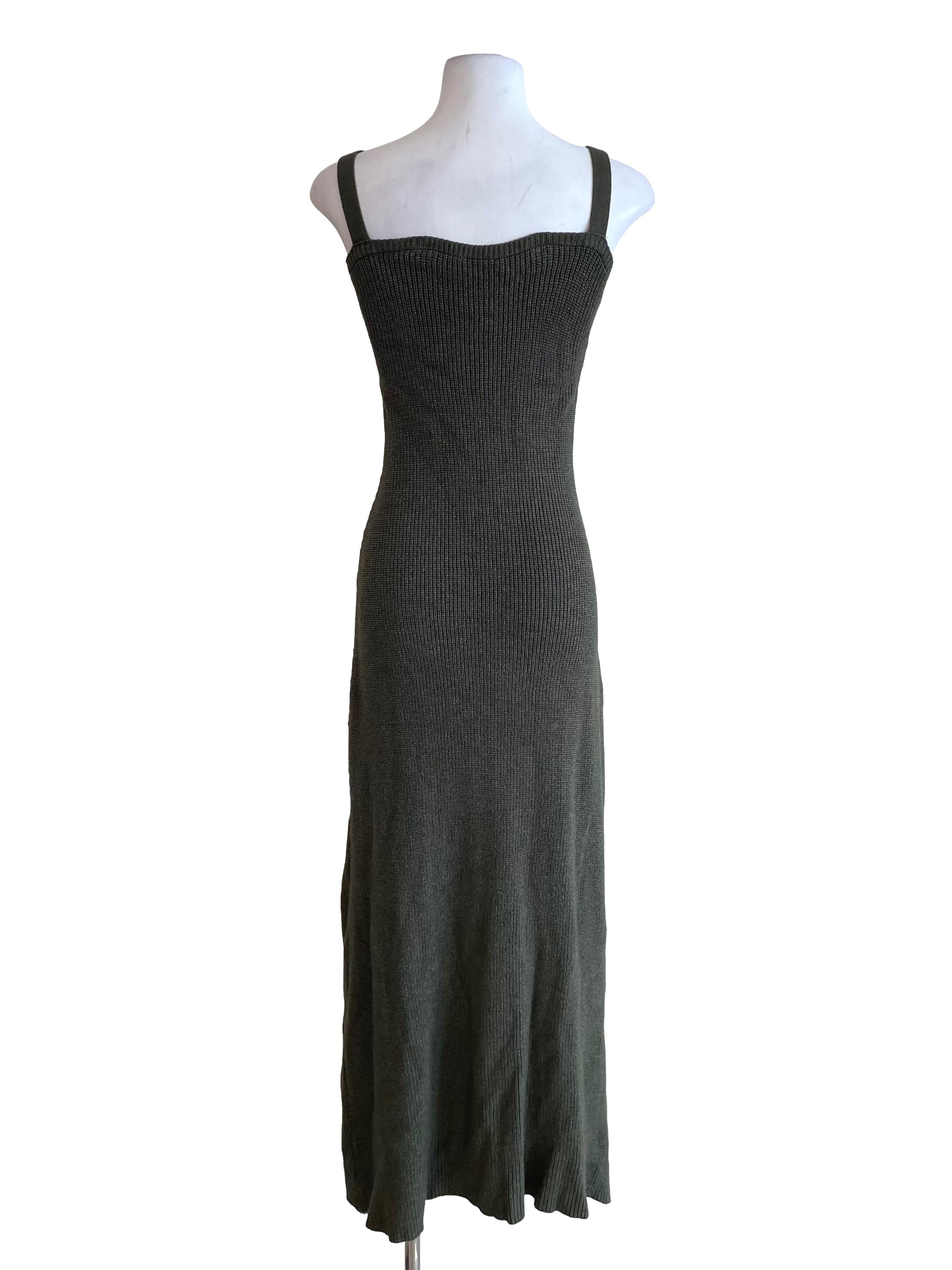 Moss Square Neck Knit Skinny Dress