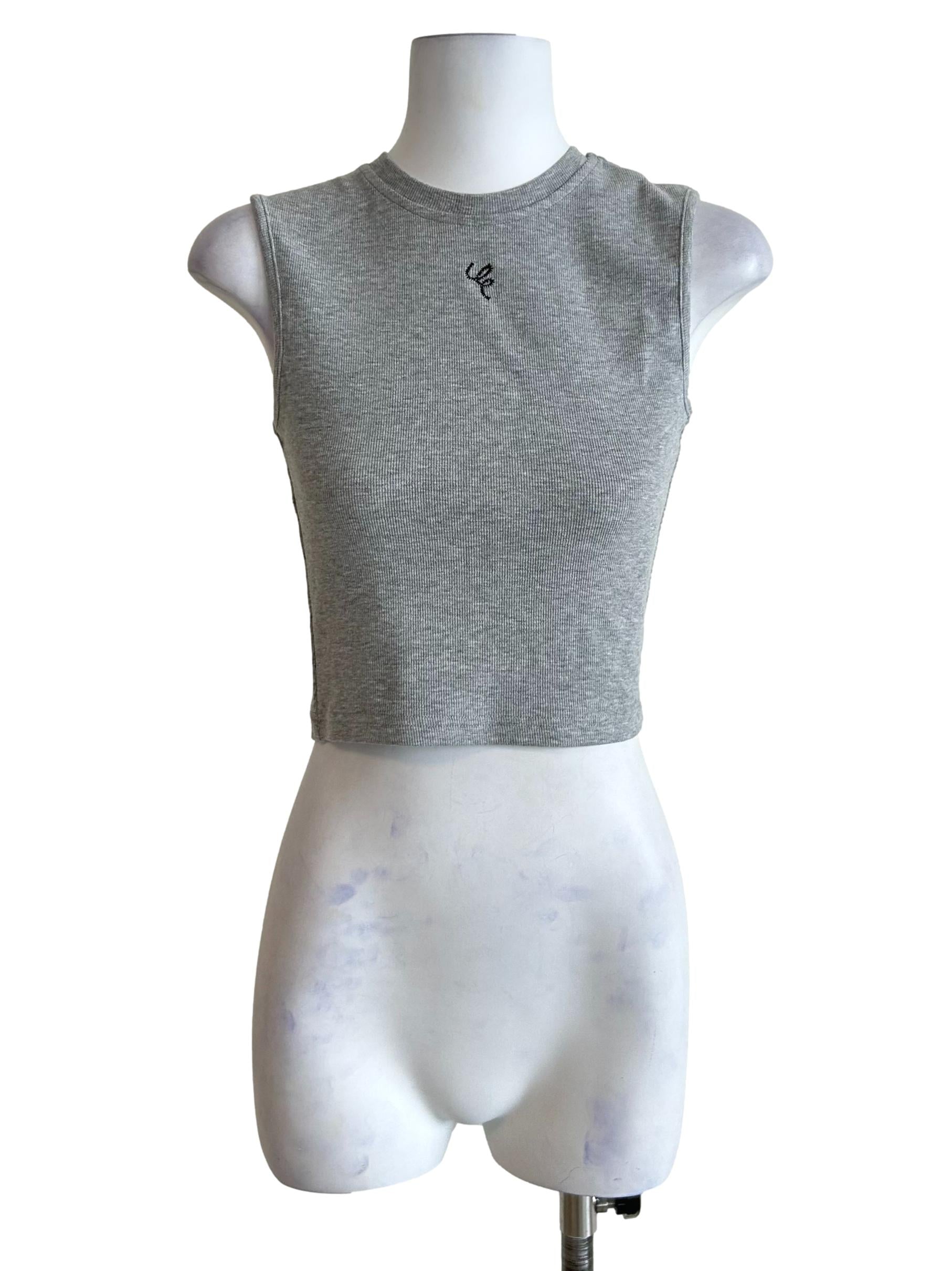 Grey Nelia Ribbed Tank Top