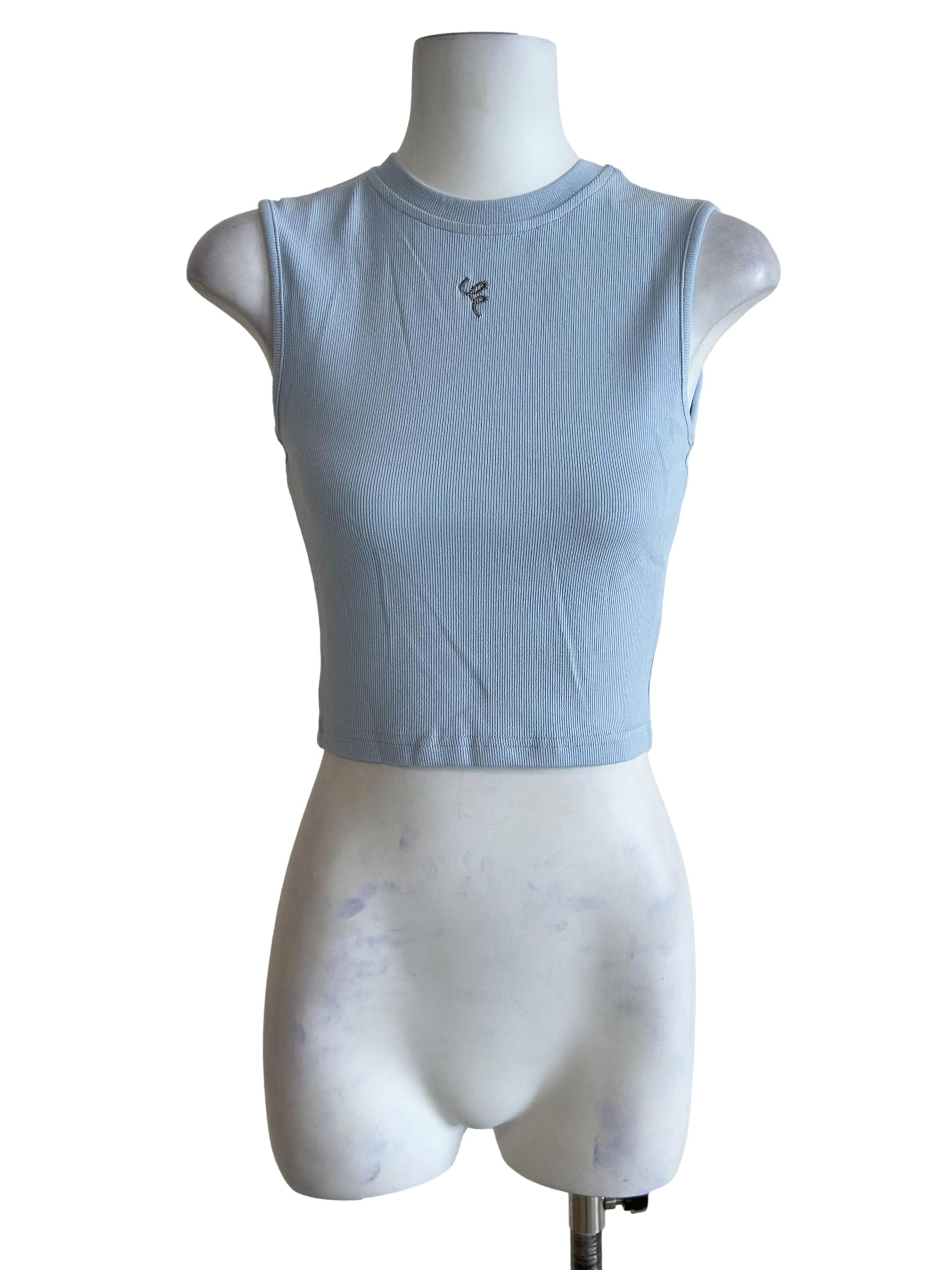 Blue Nelia Ribbed Tank Top