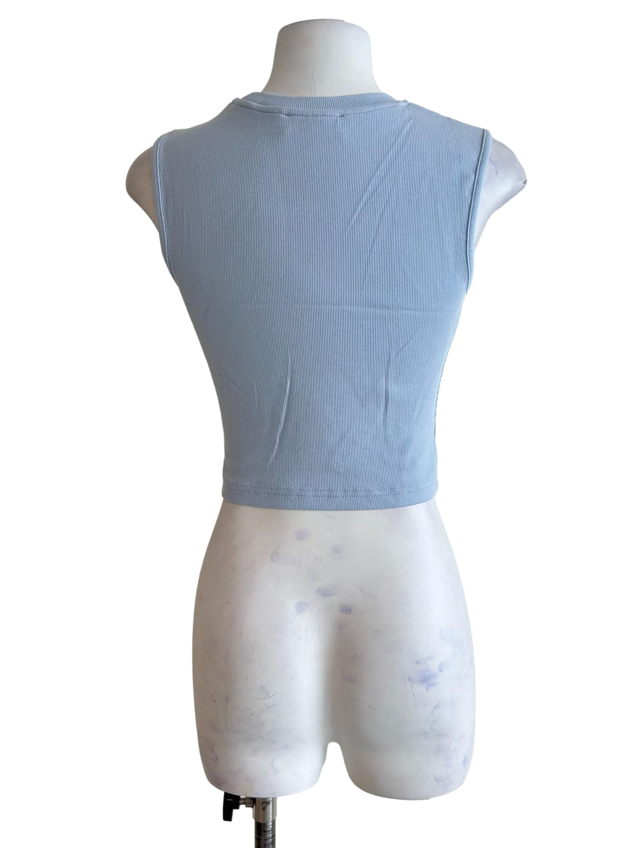 Blue Nelia Ribbed Tank Top