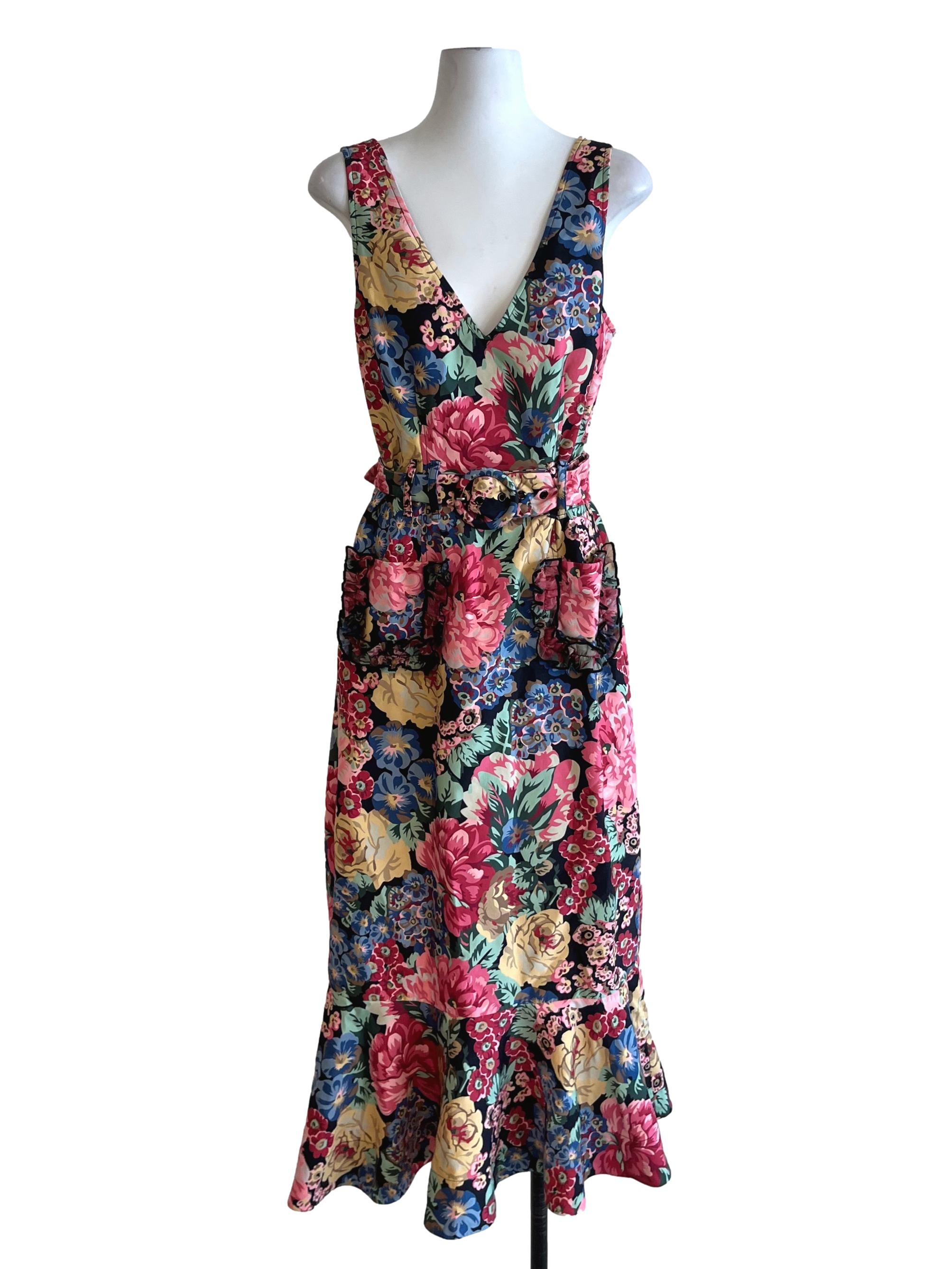 Black Floral A-Line Dress