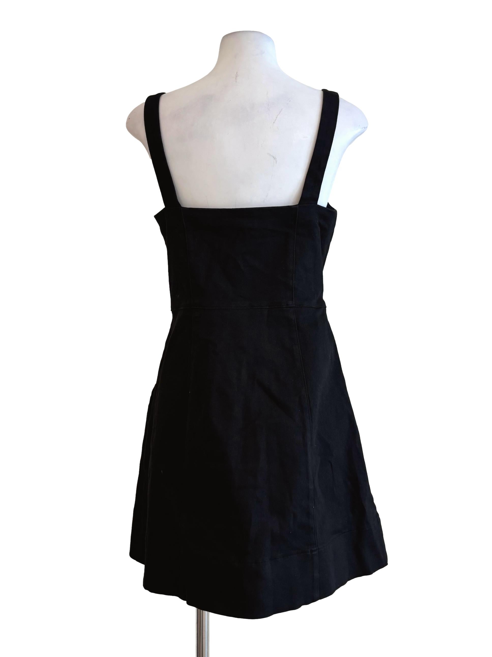 Jet Black Buttoned Cotton Denim Dress