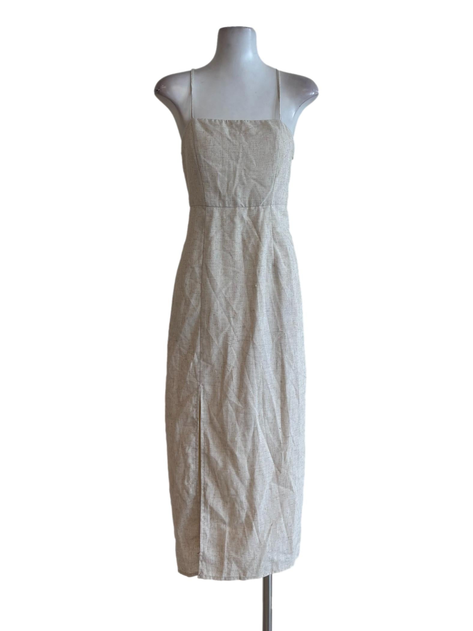 Ivory White Linen Pencil Dress