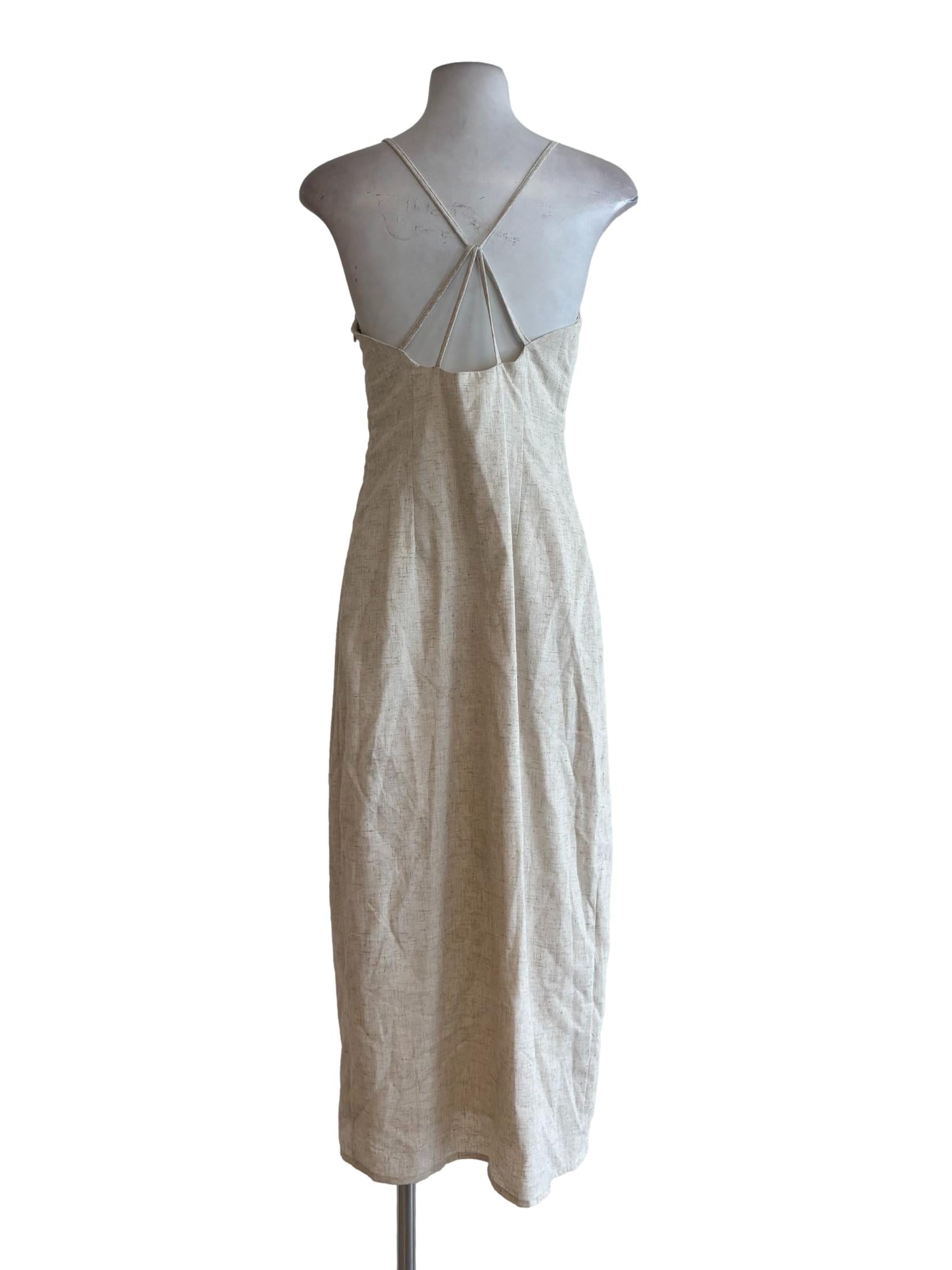 Ivory White Linen Pencil Dress