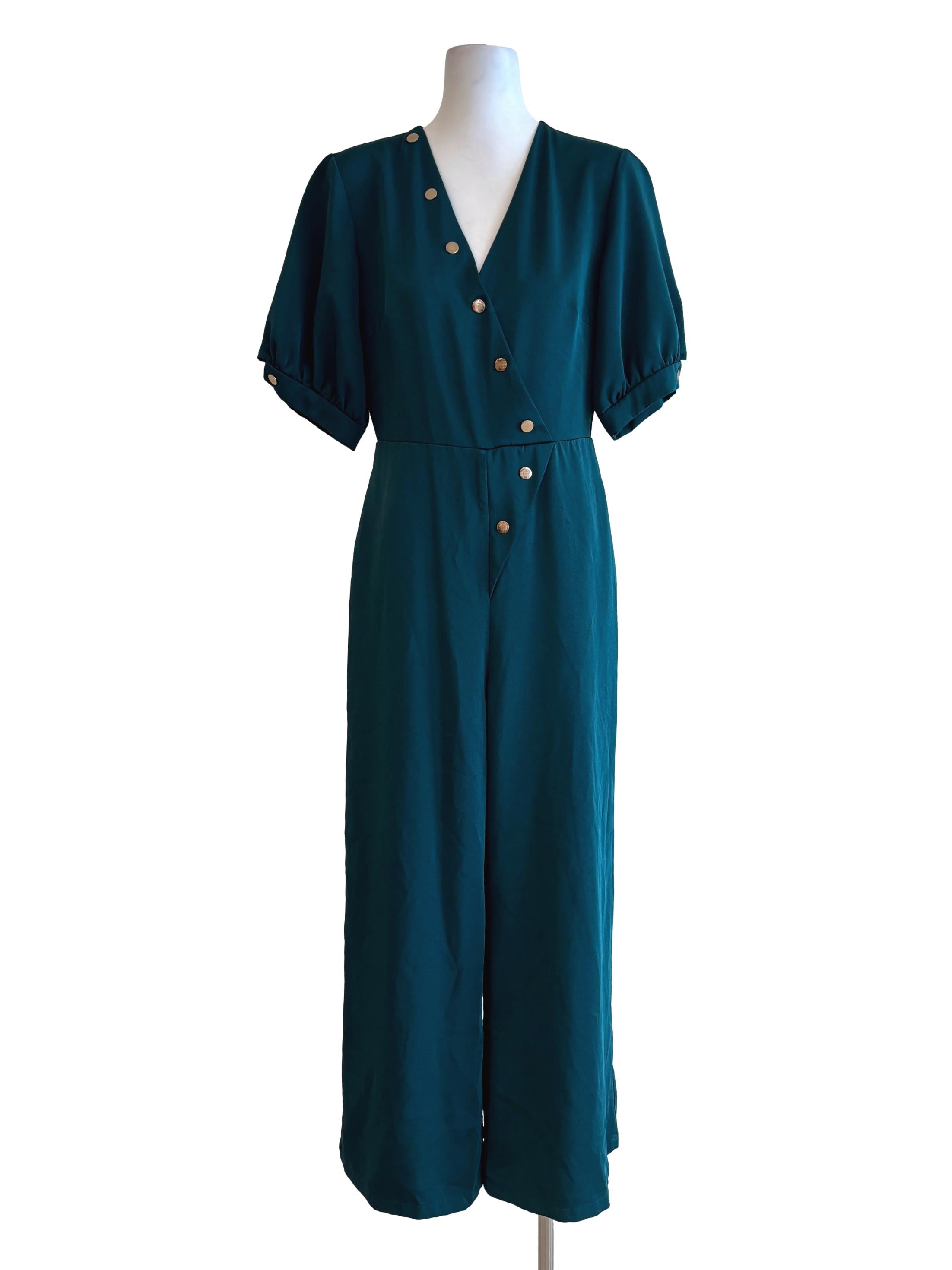 Teal Short Sleeve Jumpsuit