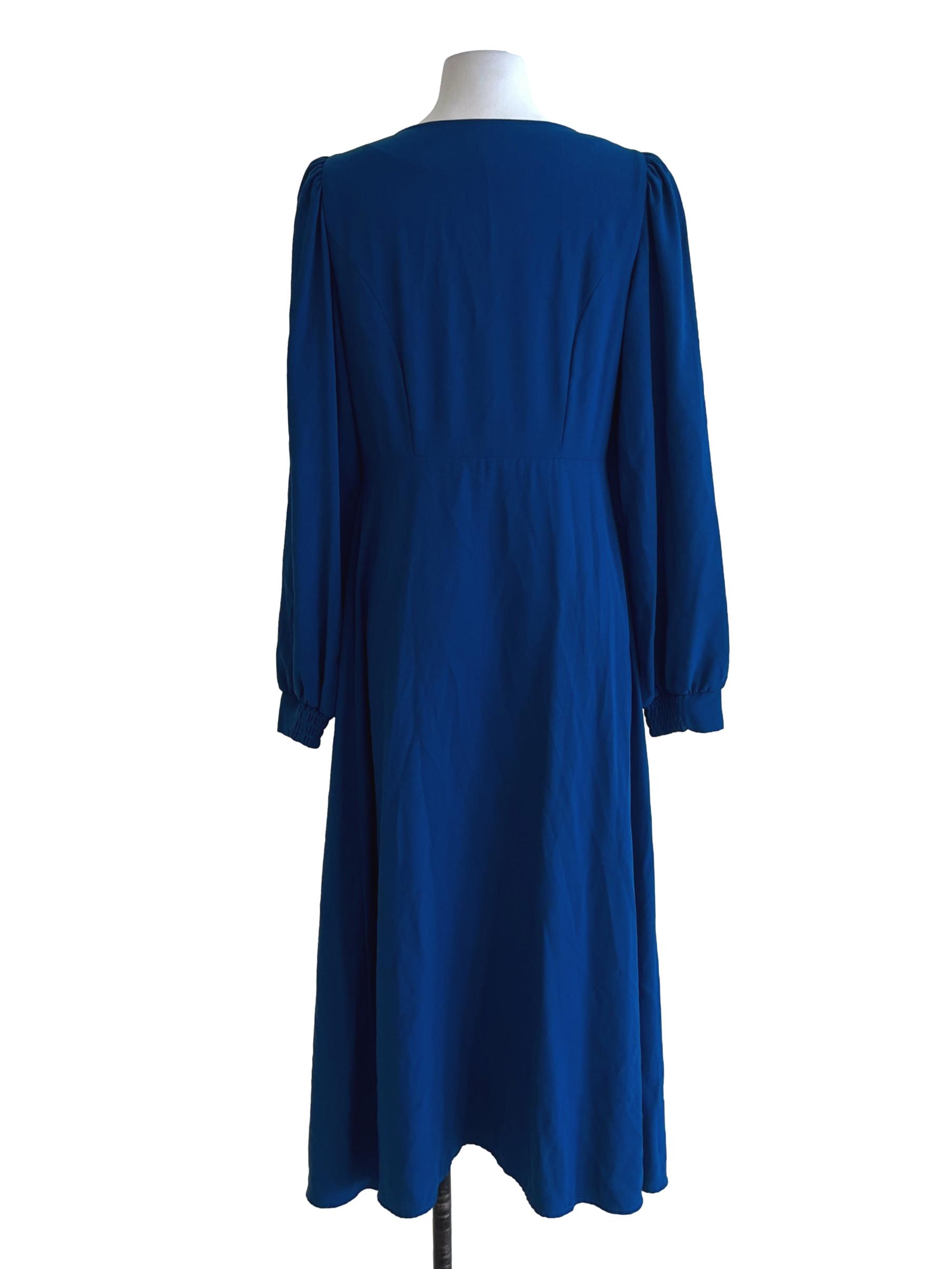 Lapis Blue Square Neckline Empire Dress