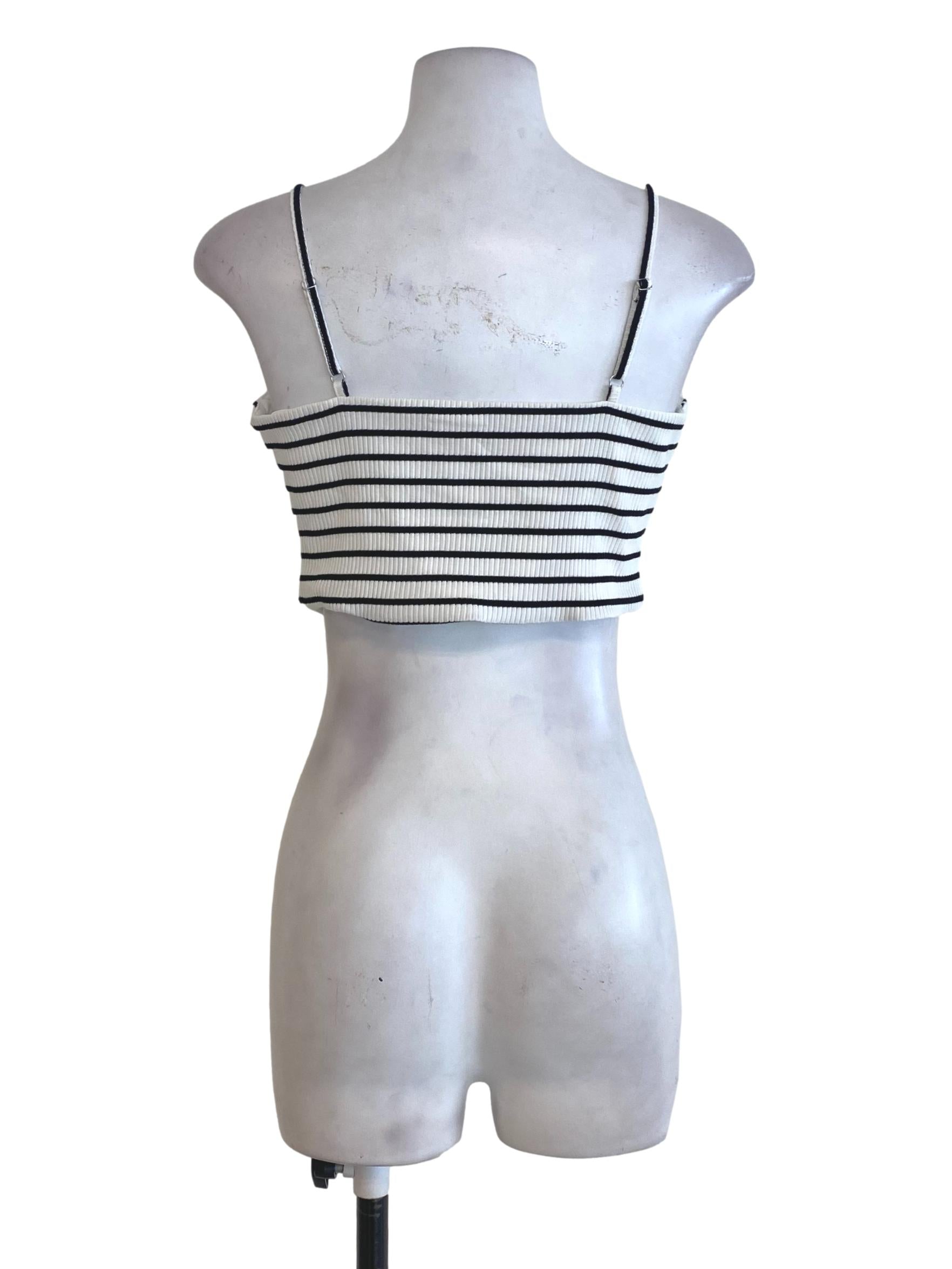 White Striped Crop Top