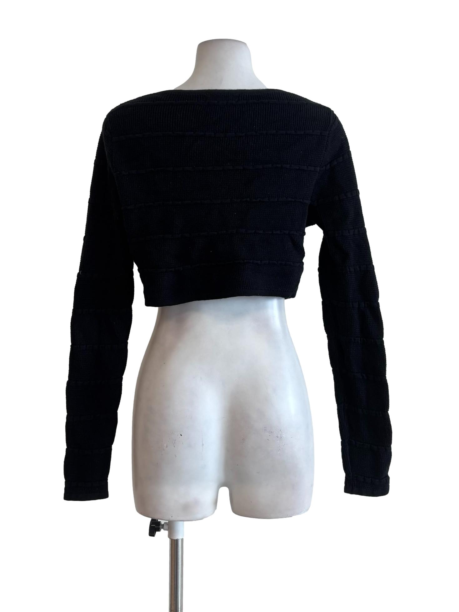 Black Front Tie Knit Cardigan