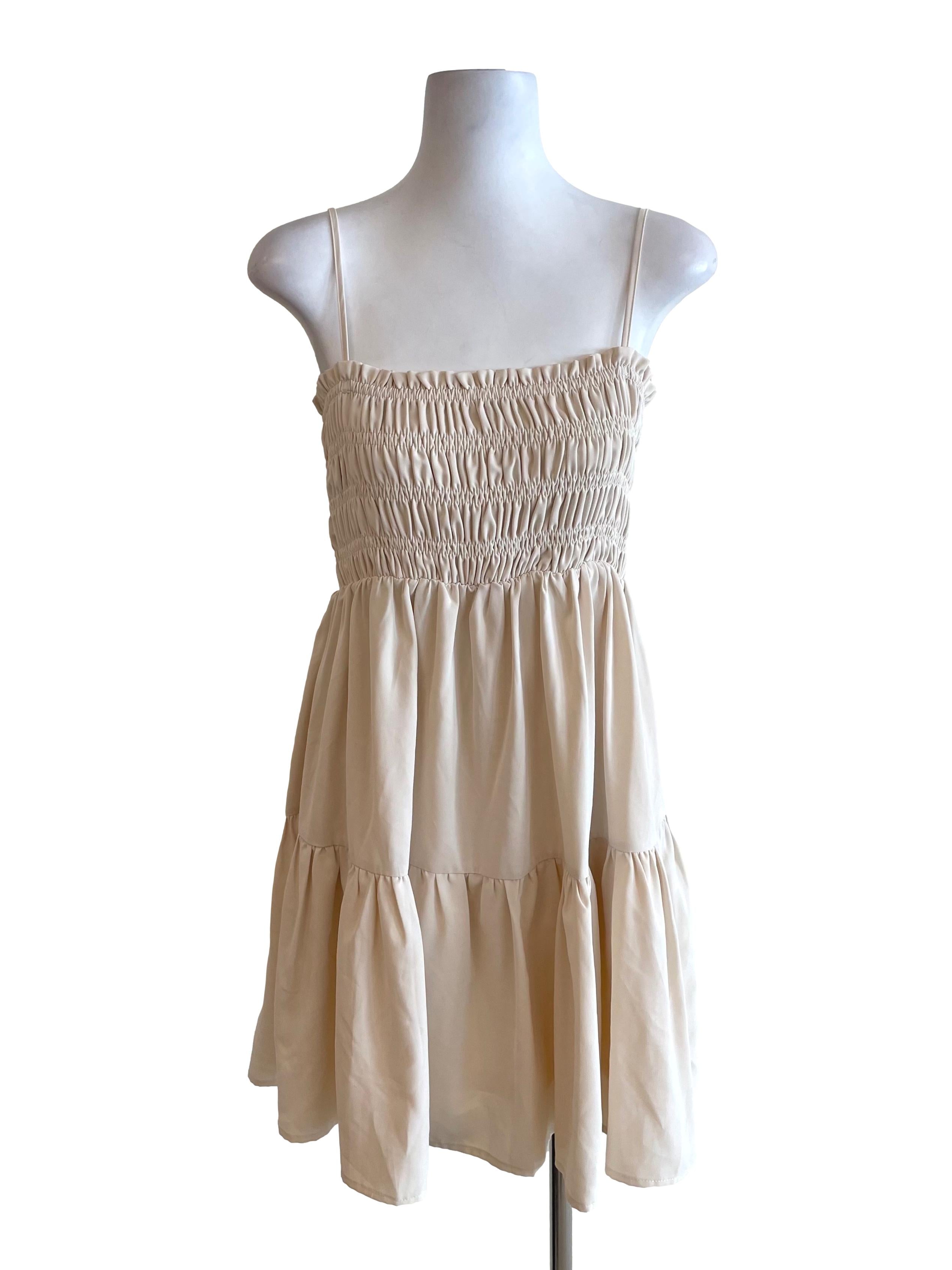 Buttermilk Shirred Cami Dress