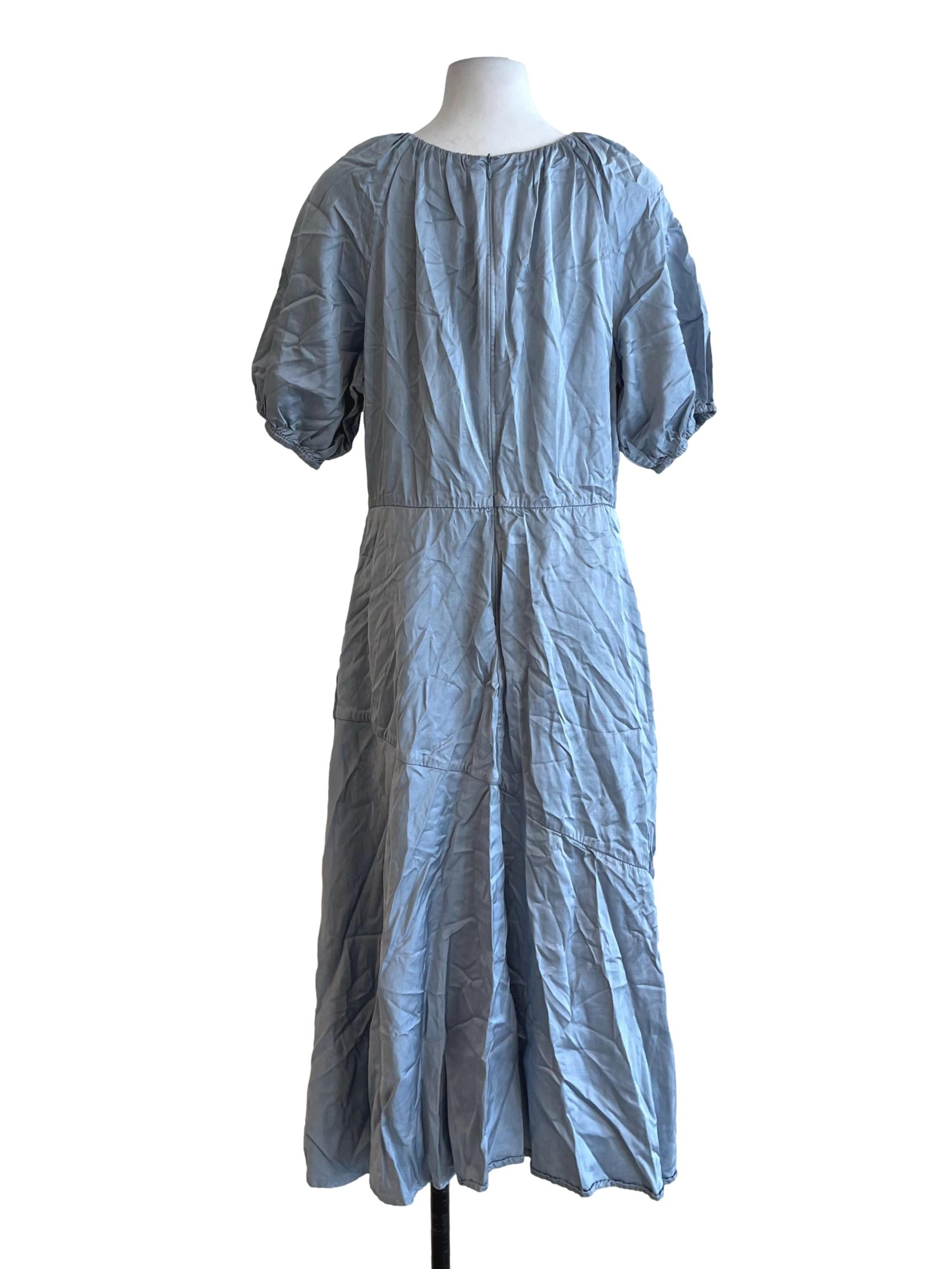 Sky Blue Jewel Neckline Empire Dress
