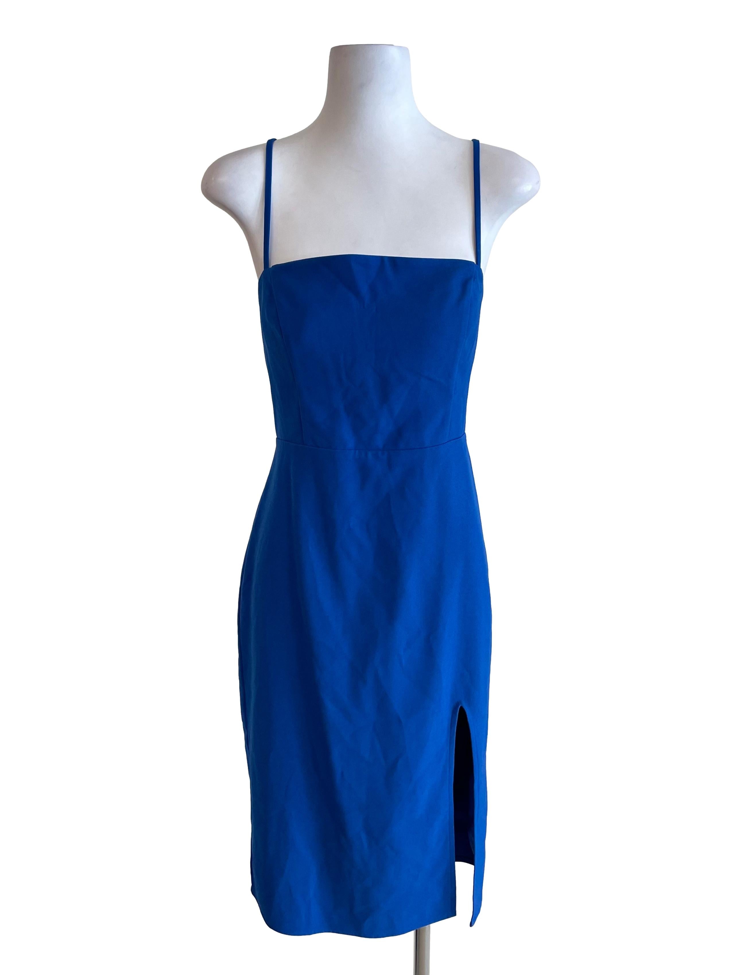 Cobalt Cross Strap Slip Dress