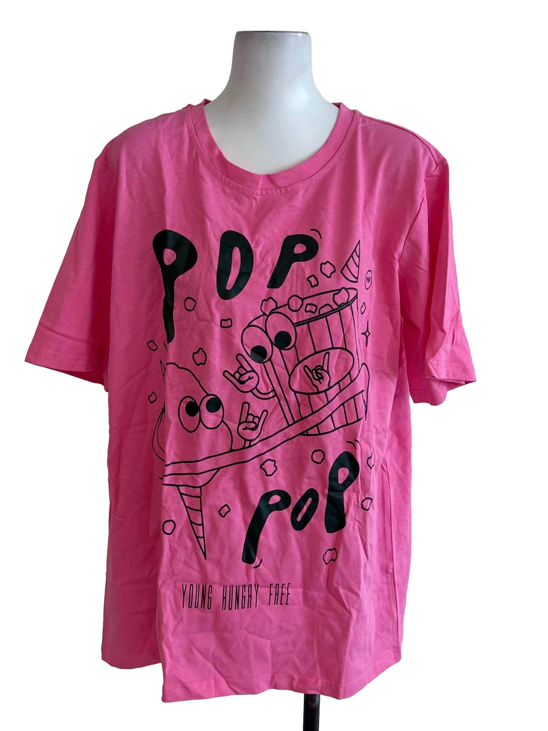 Candy Pink Plain Graphic Tee Top