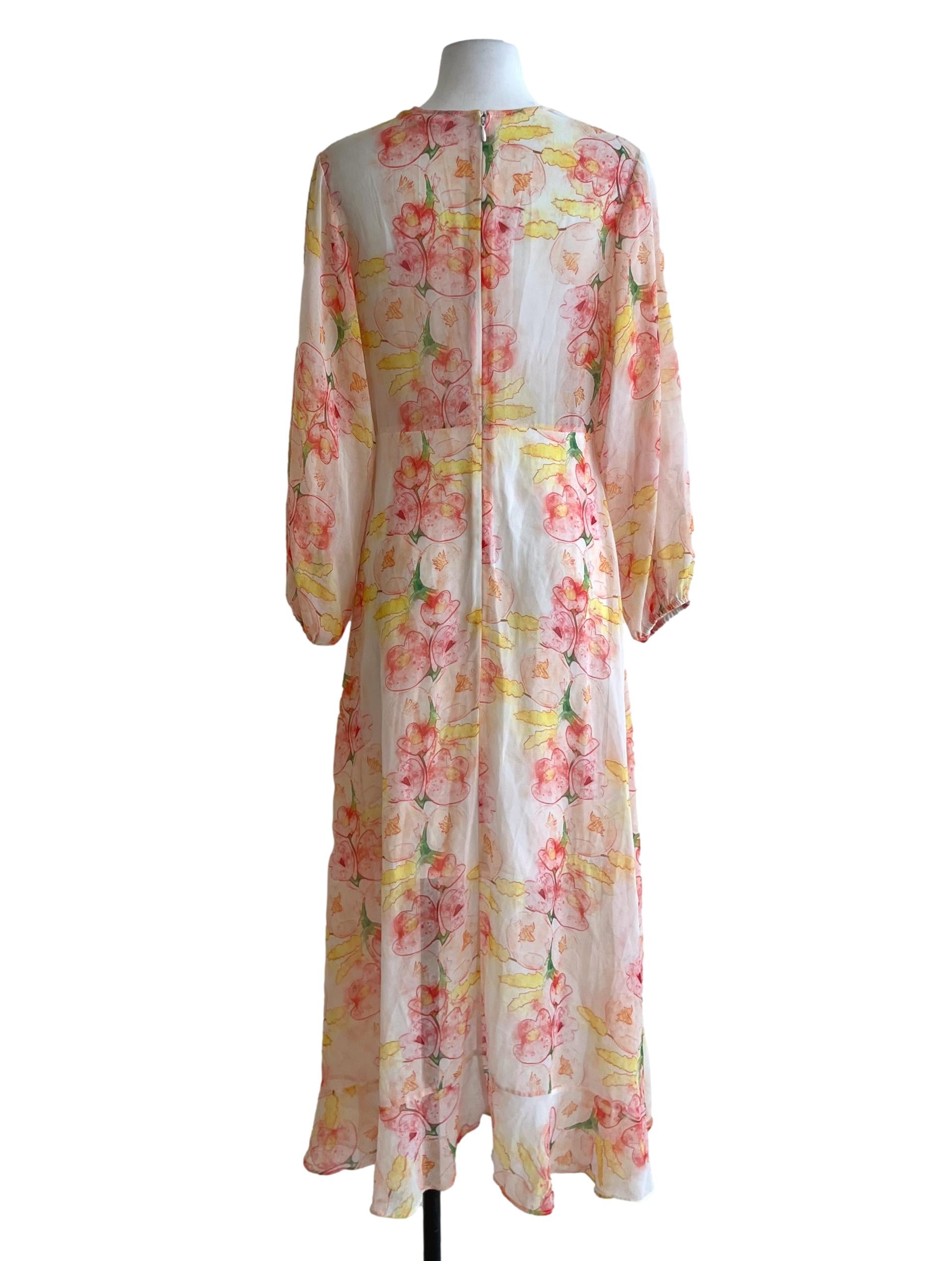 Cream White Floral Empire Dress