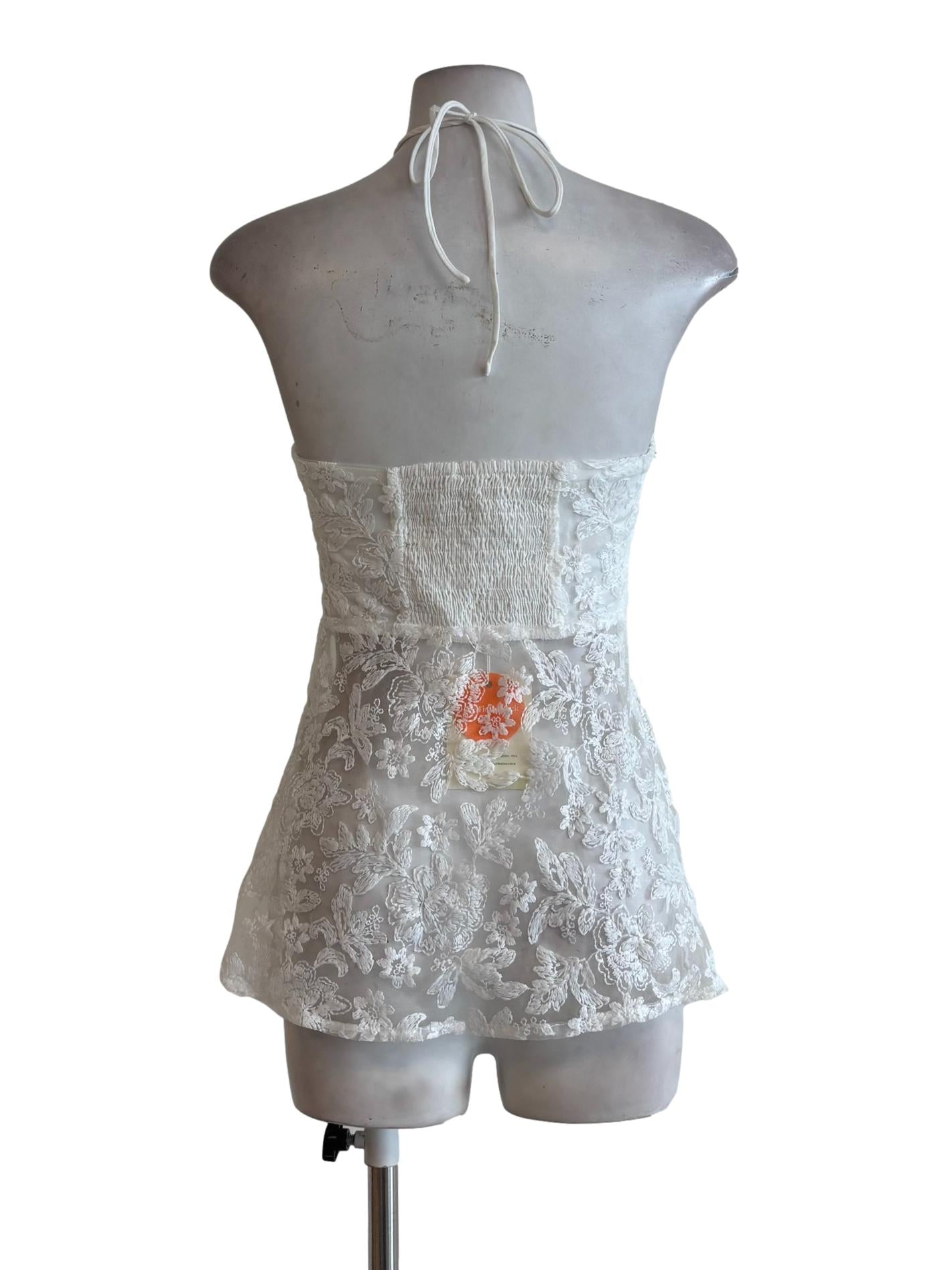 White Lace Sheer Sleeveless Top