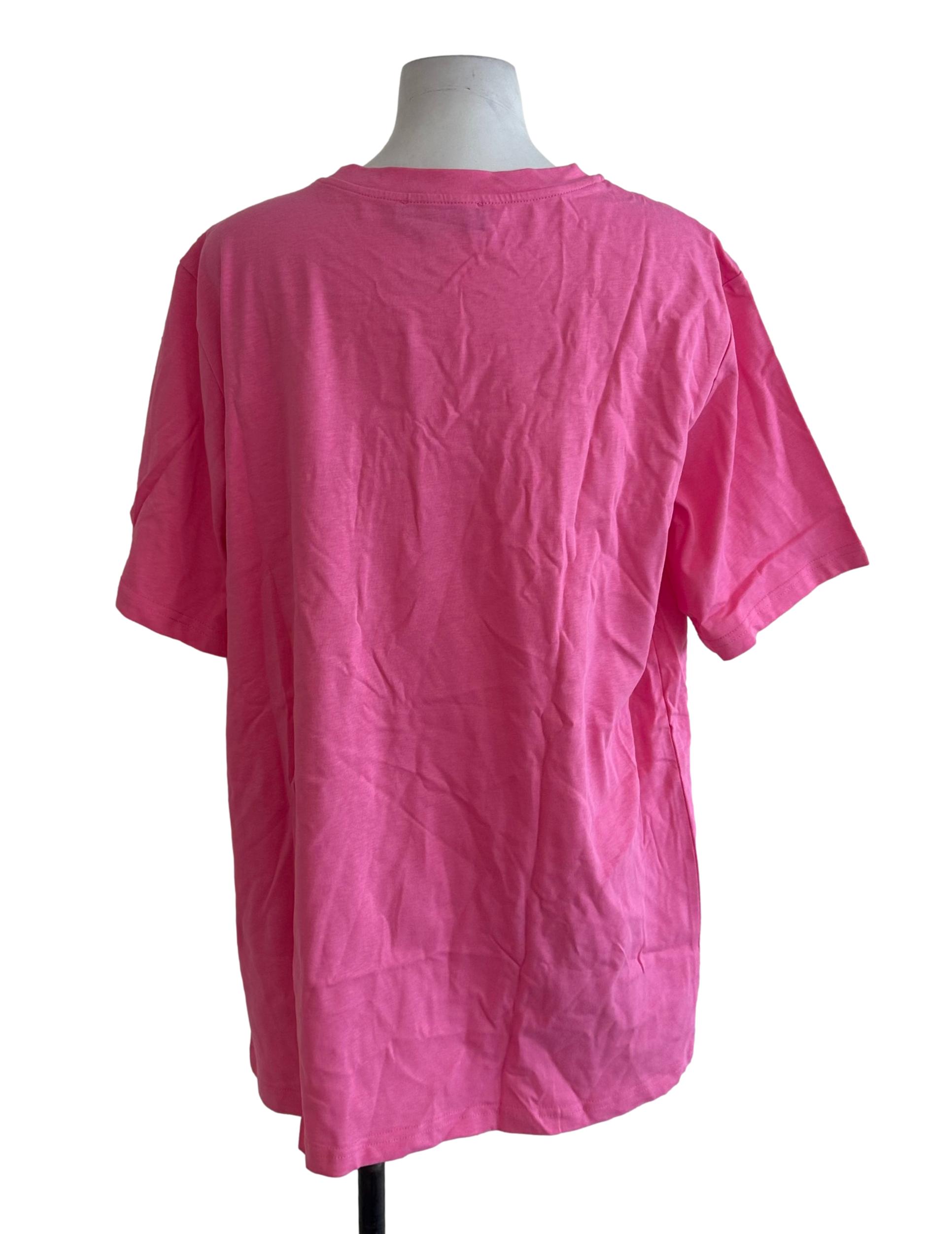 Candy Pink Plain Graphic Tee Top