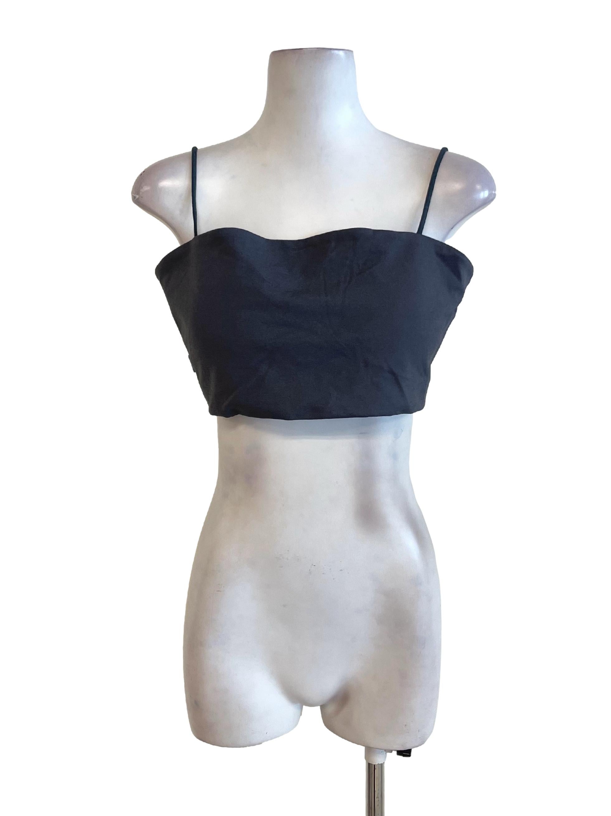 Grey Anchor Spaghetti Strap Crop Top