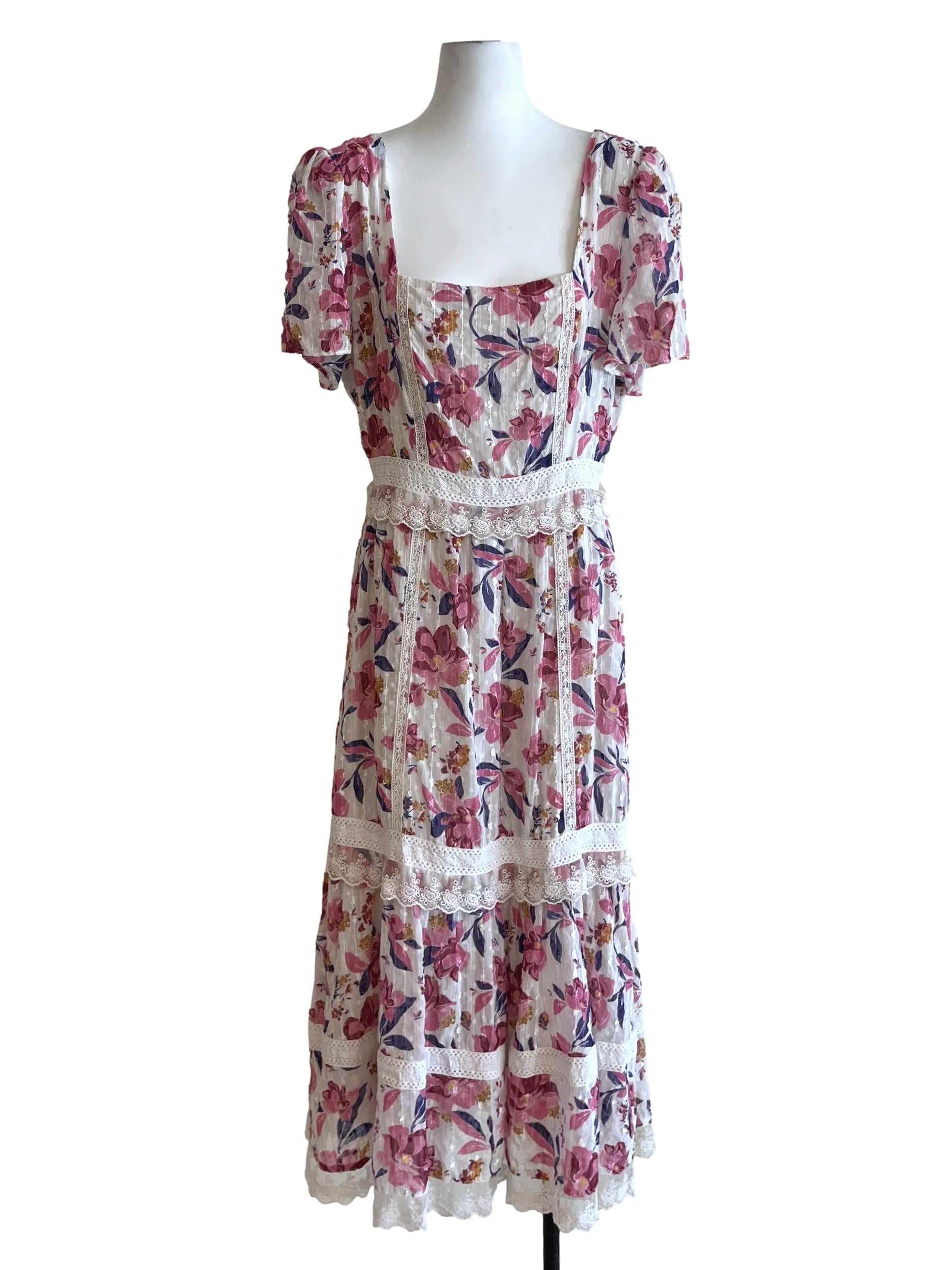 White Floral Empire Dress