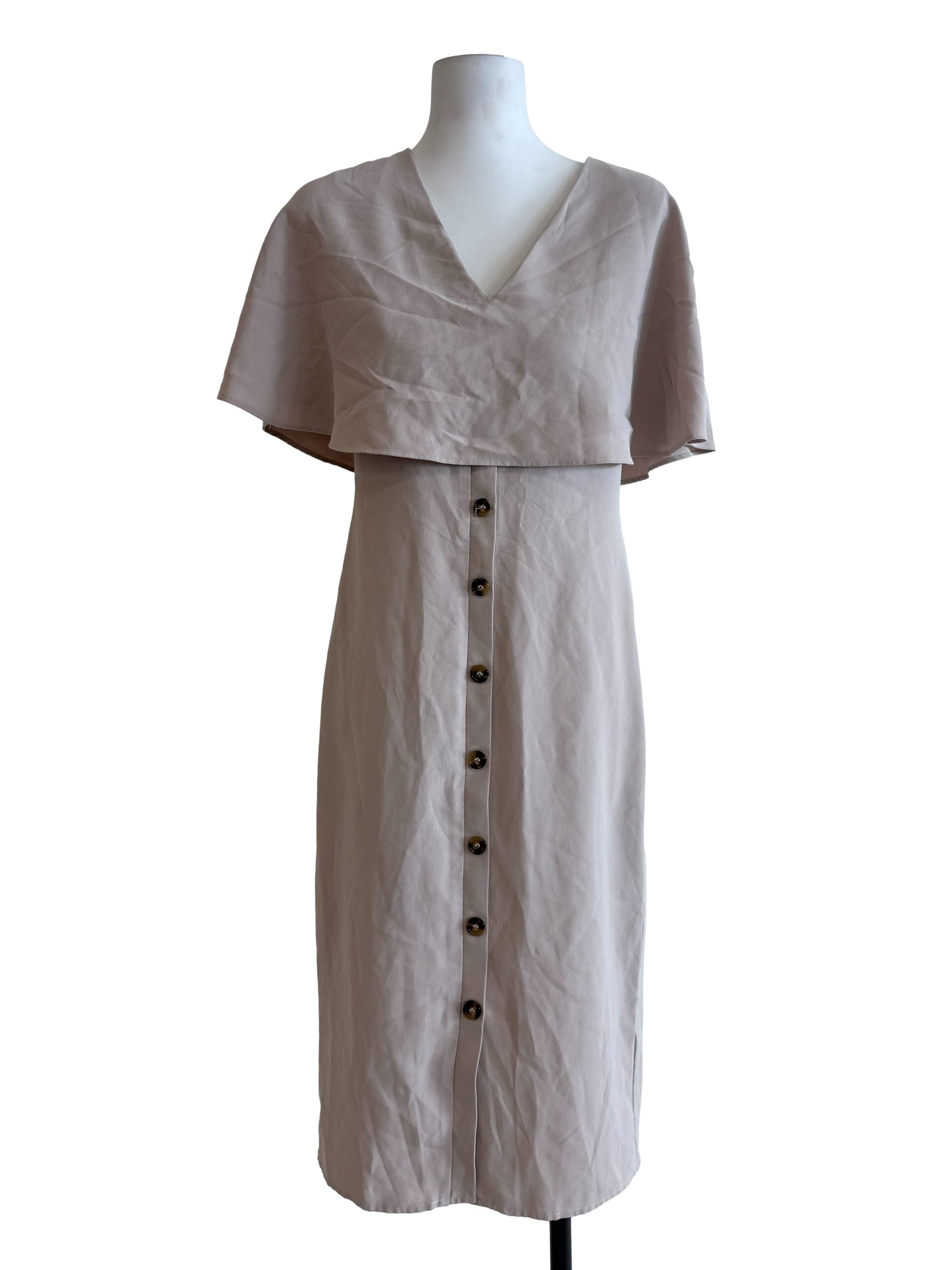 Bone Beige Buttoned Up Dress