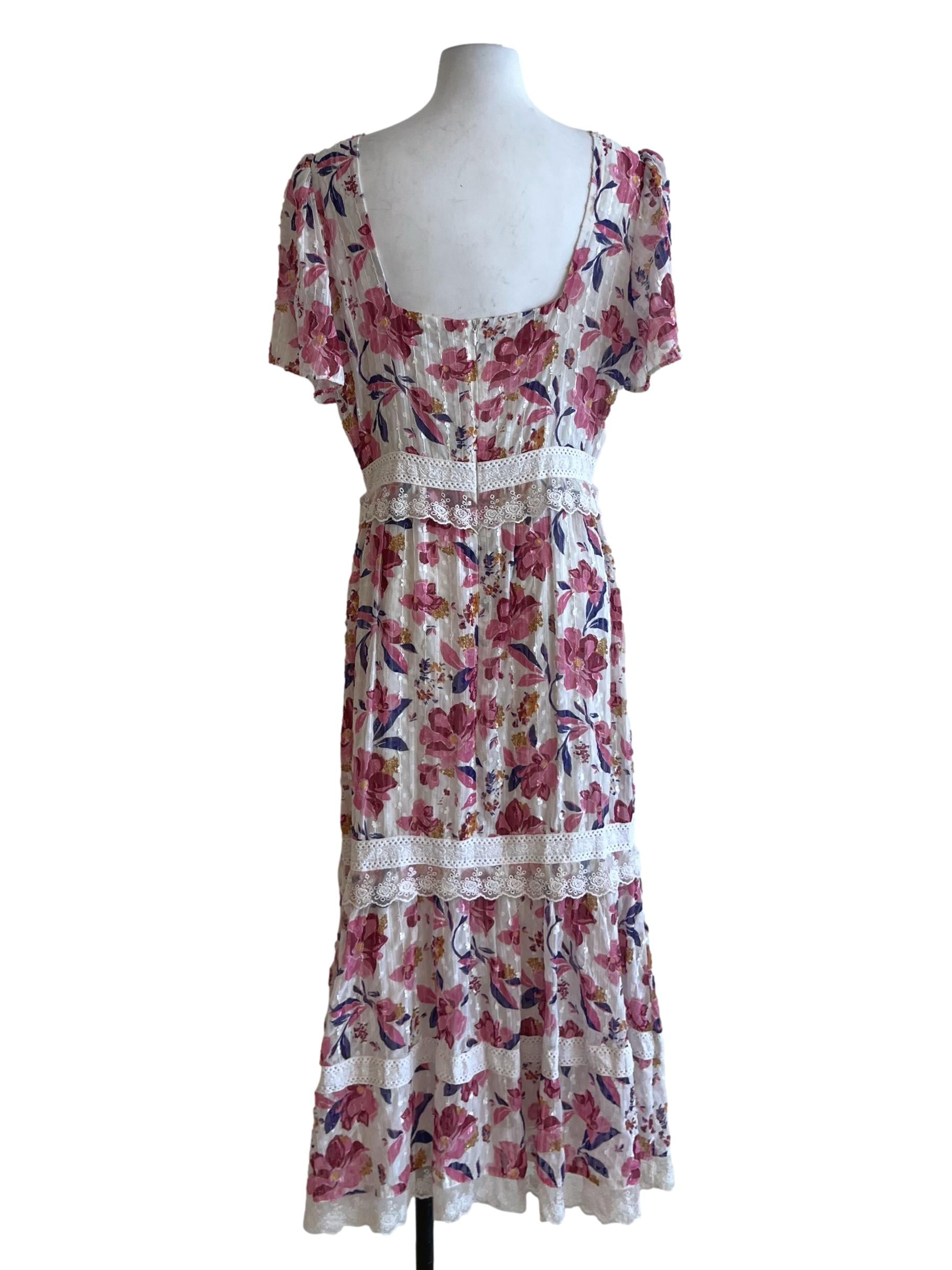 White Floral Empire Dress