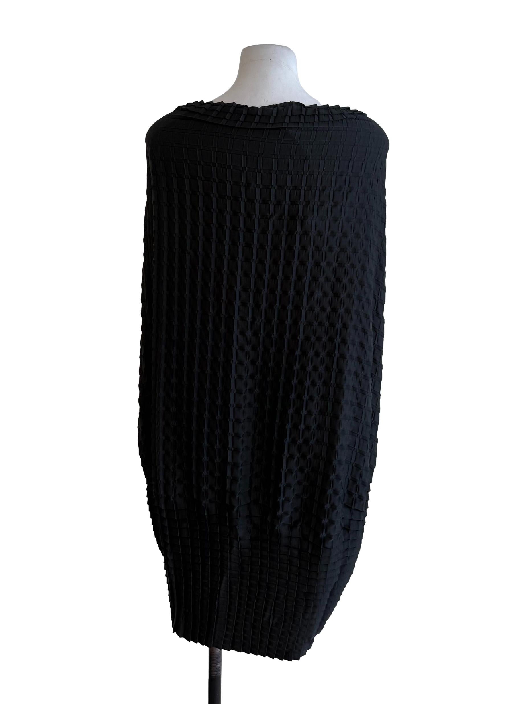 Black Double Knife Pleated Cape Top