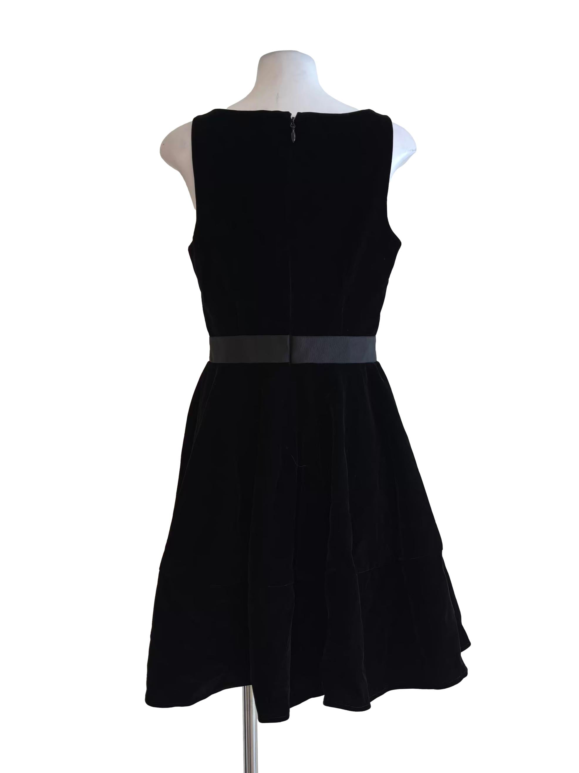 Rich Black Velvet Square Neck Flare Dress
