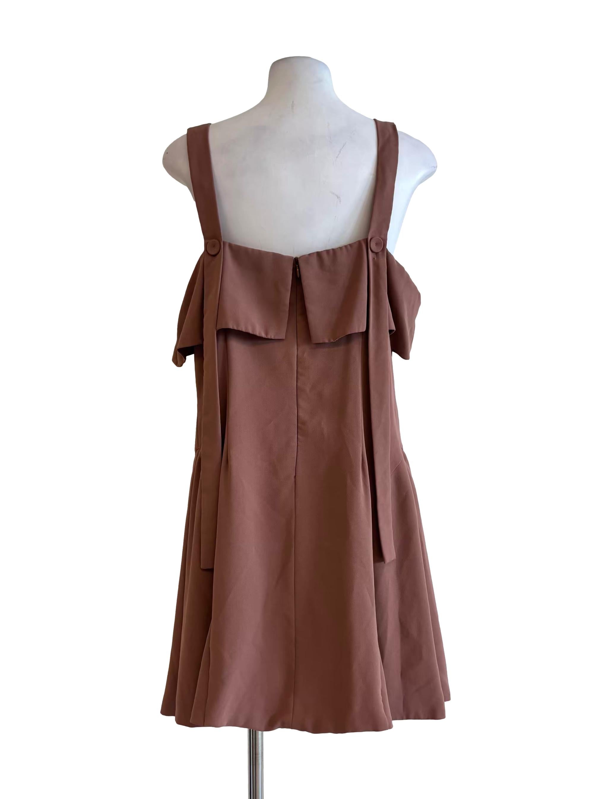 Clay Brown Sleeveless A-Line Dress