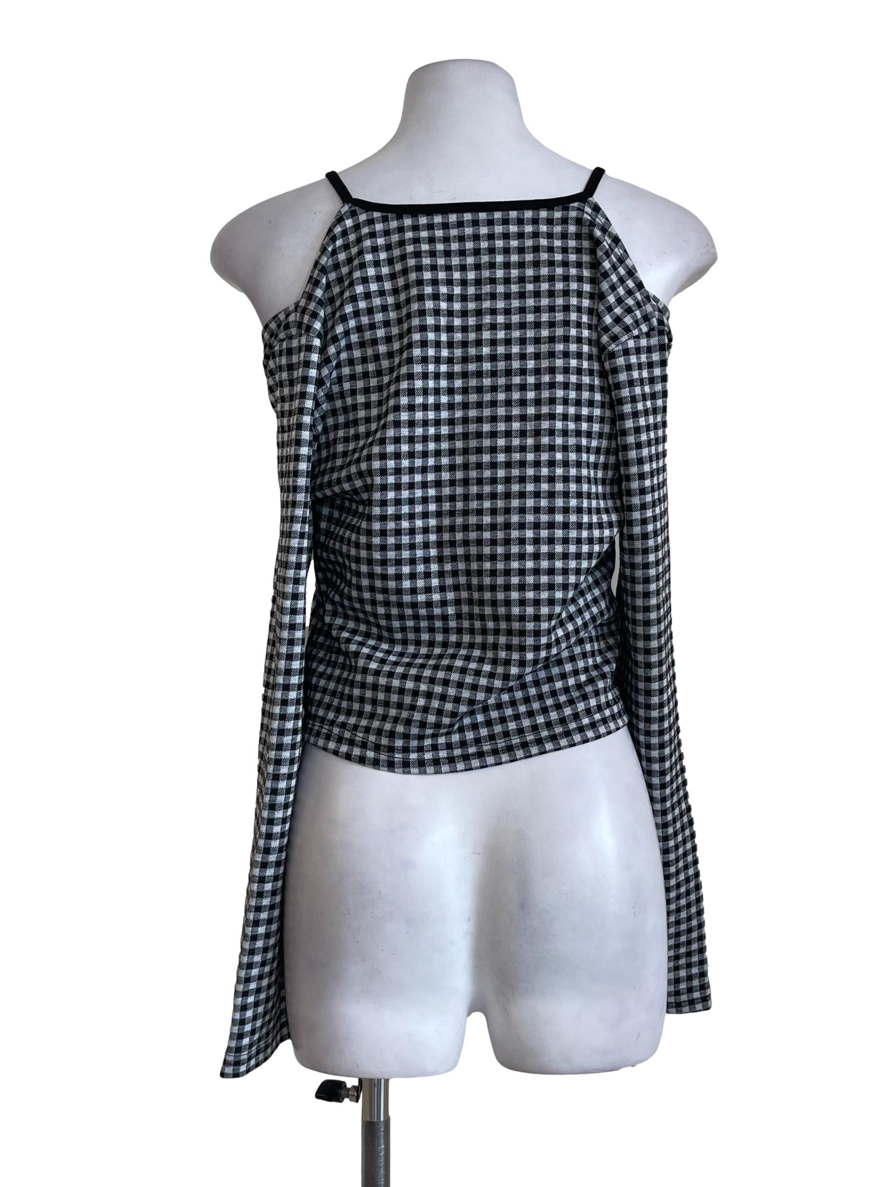 Black Neck Dotted Dress With Nude Linings