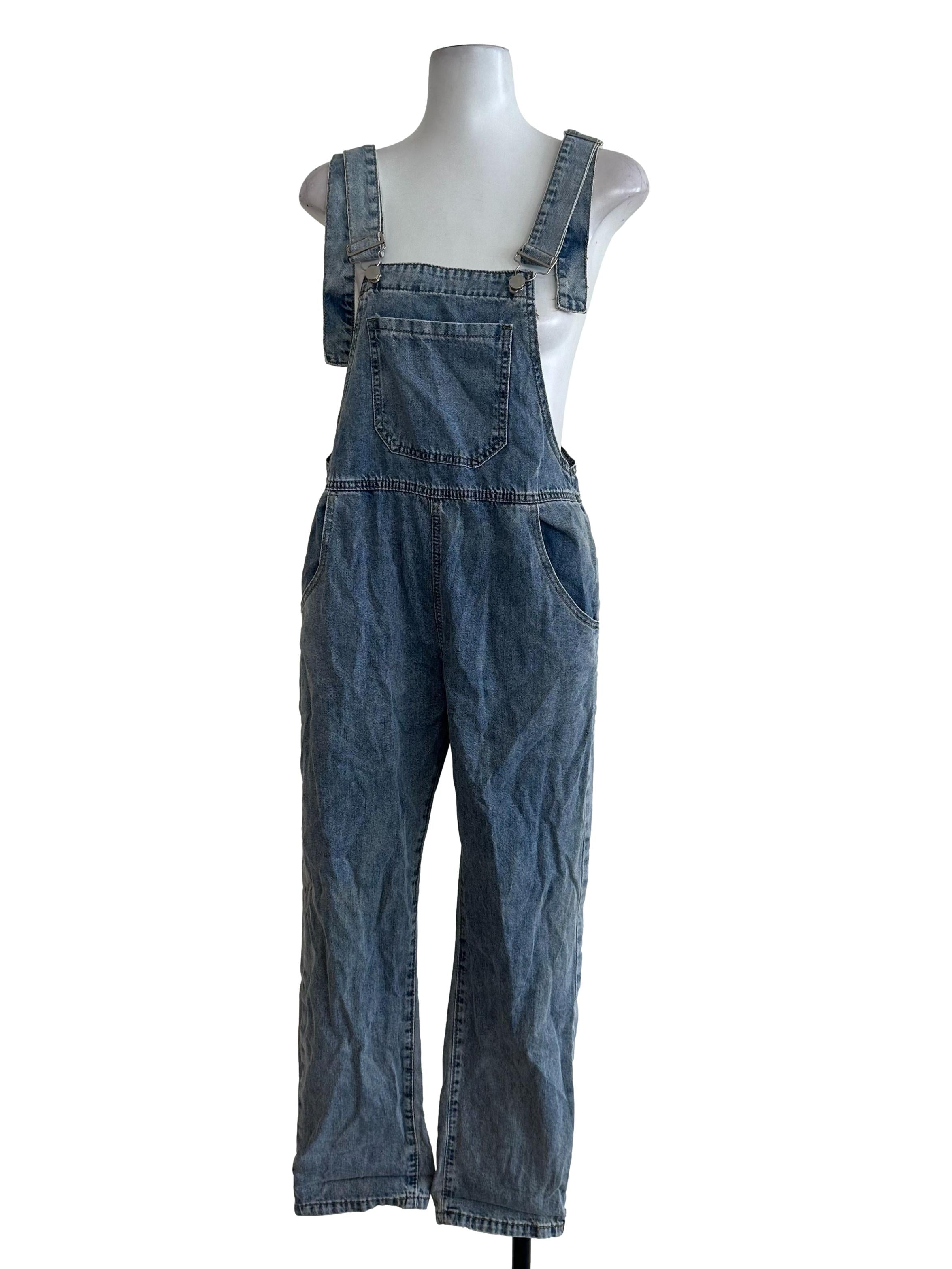 Blue Denim Plain Jumpsuit
