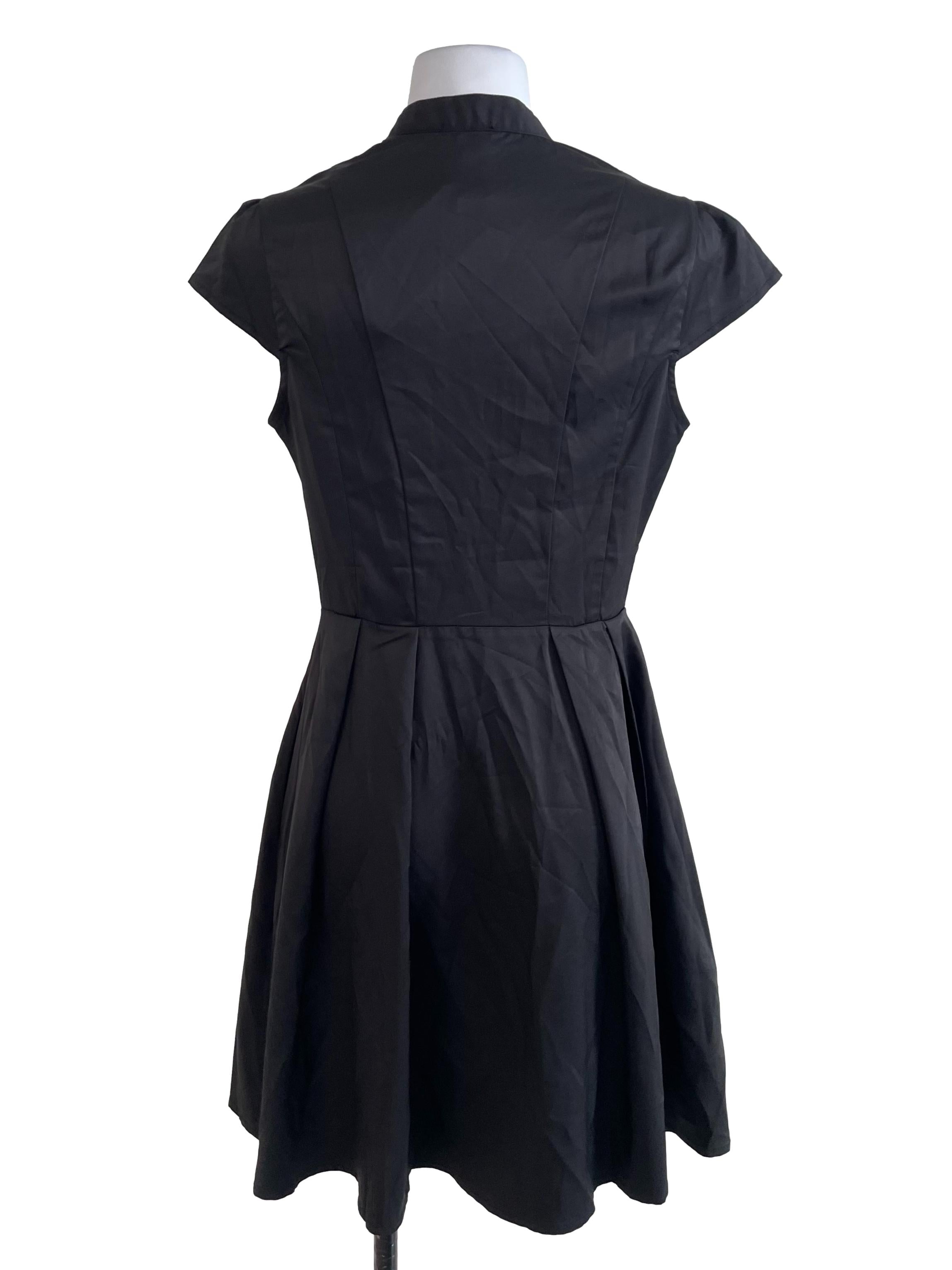 Black Zip Up Pleated Dress