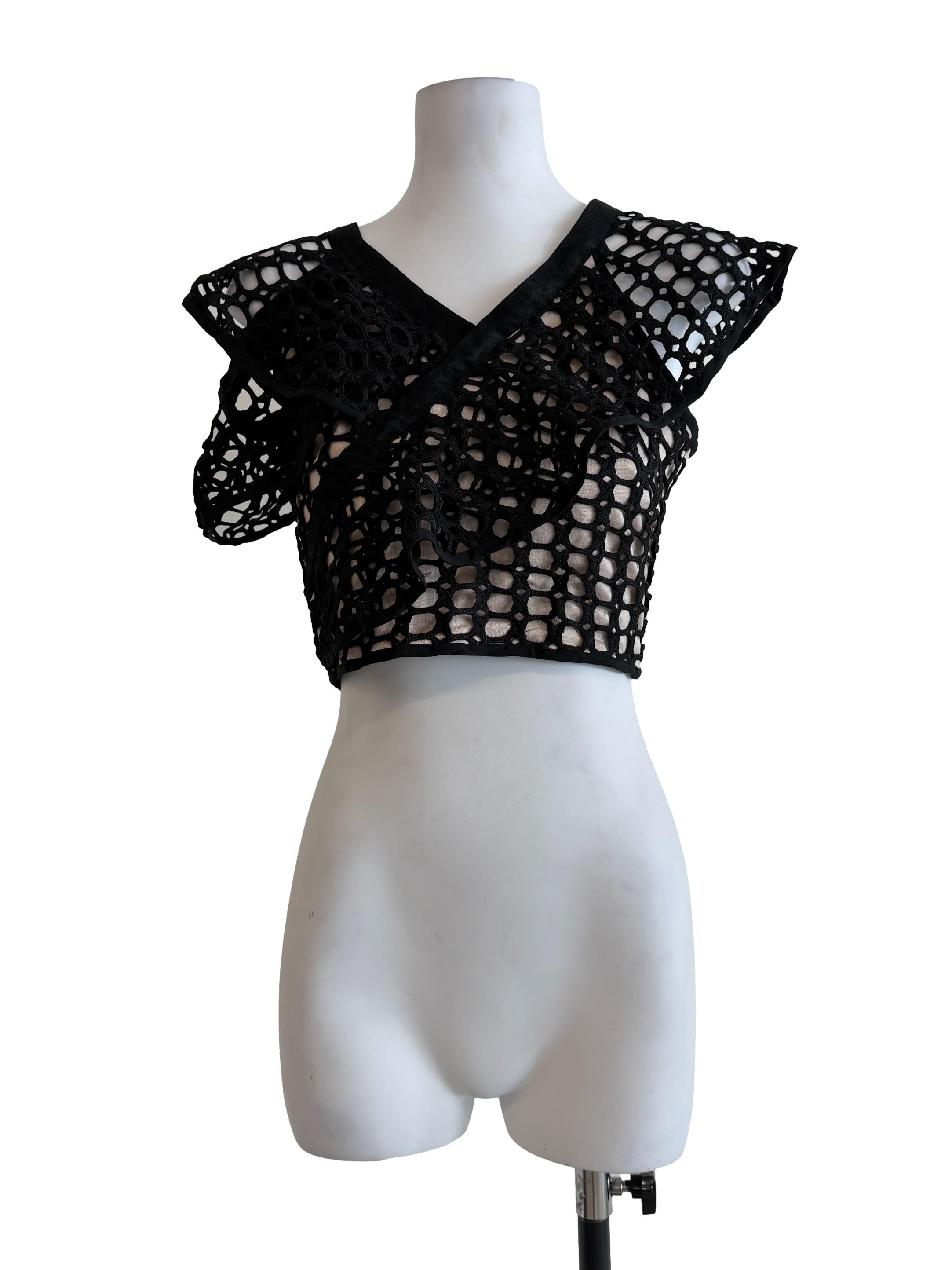 Black Lace V-Neck Top