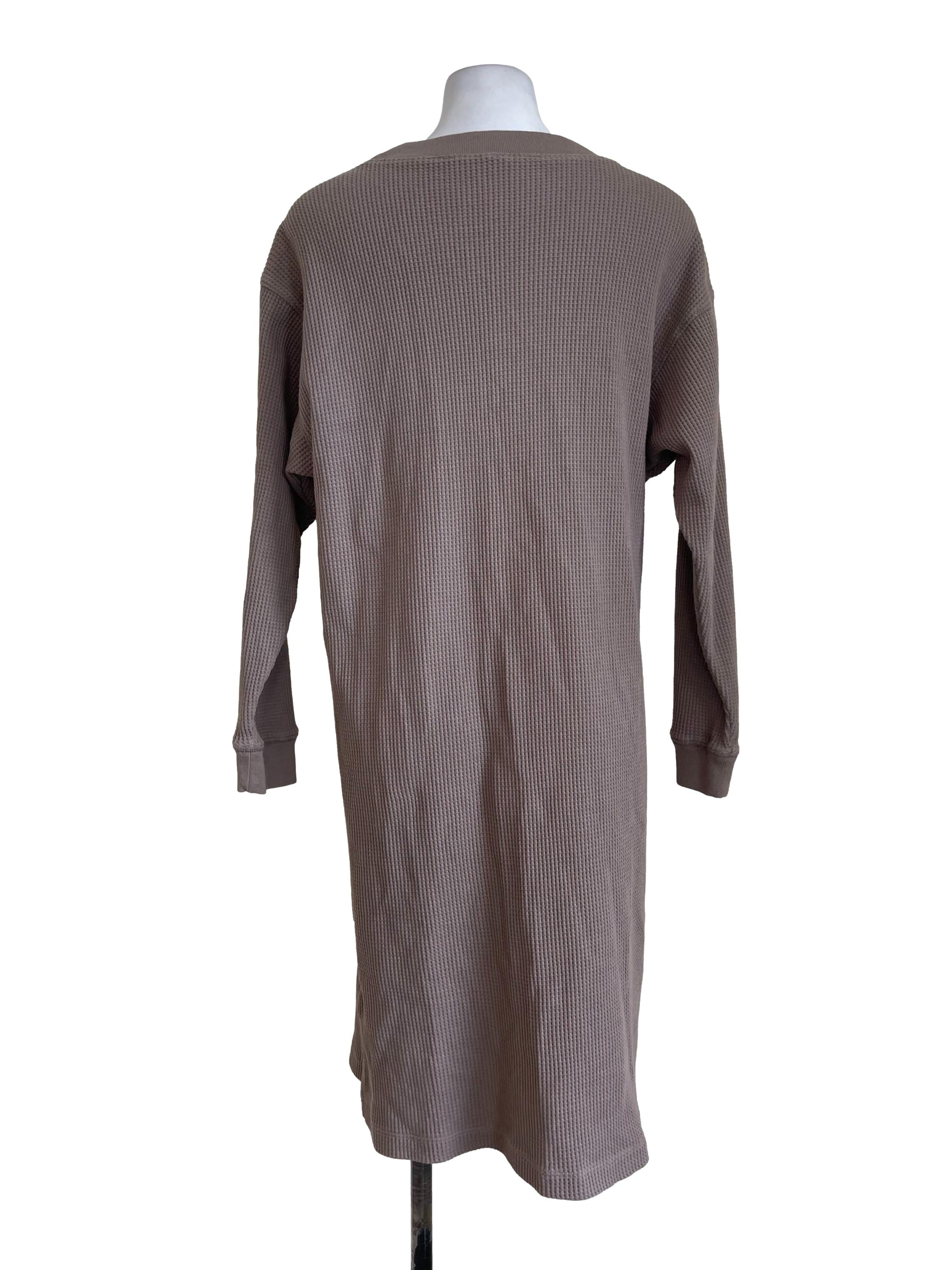 Taupe Brown Waffle Long Cardigan