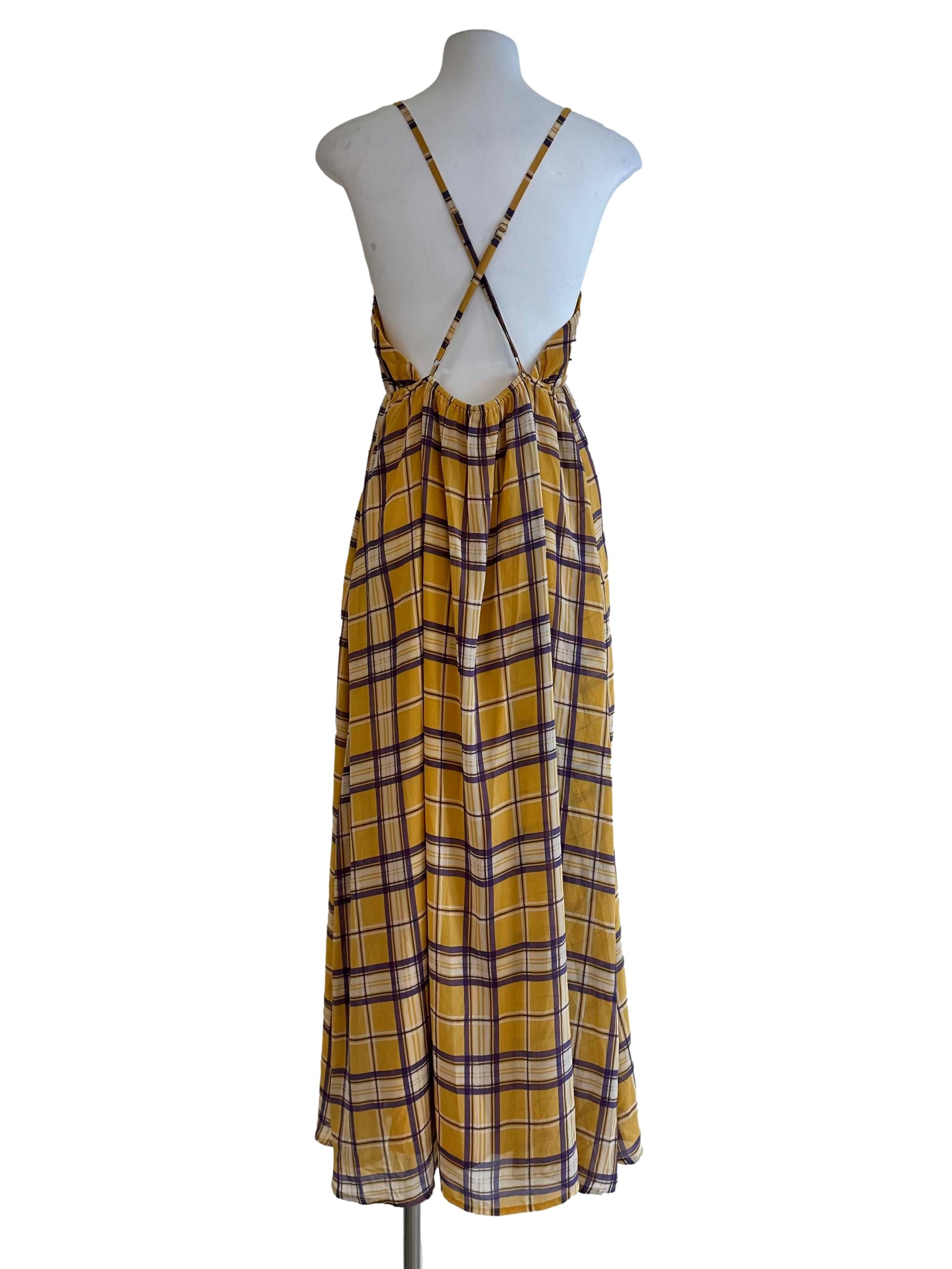 Canary Yellow Check Halter Dress YHF