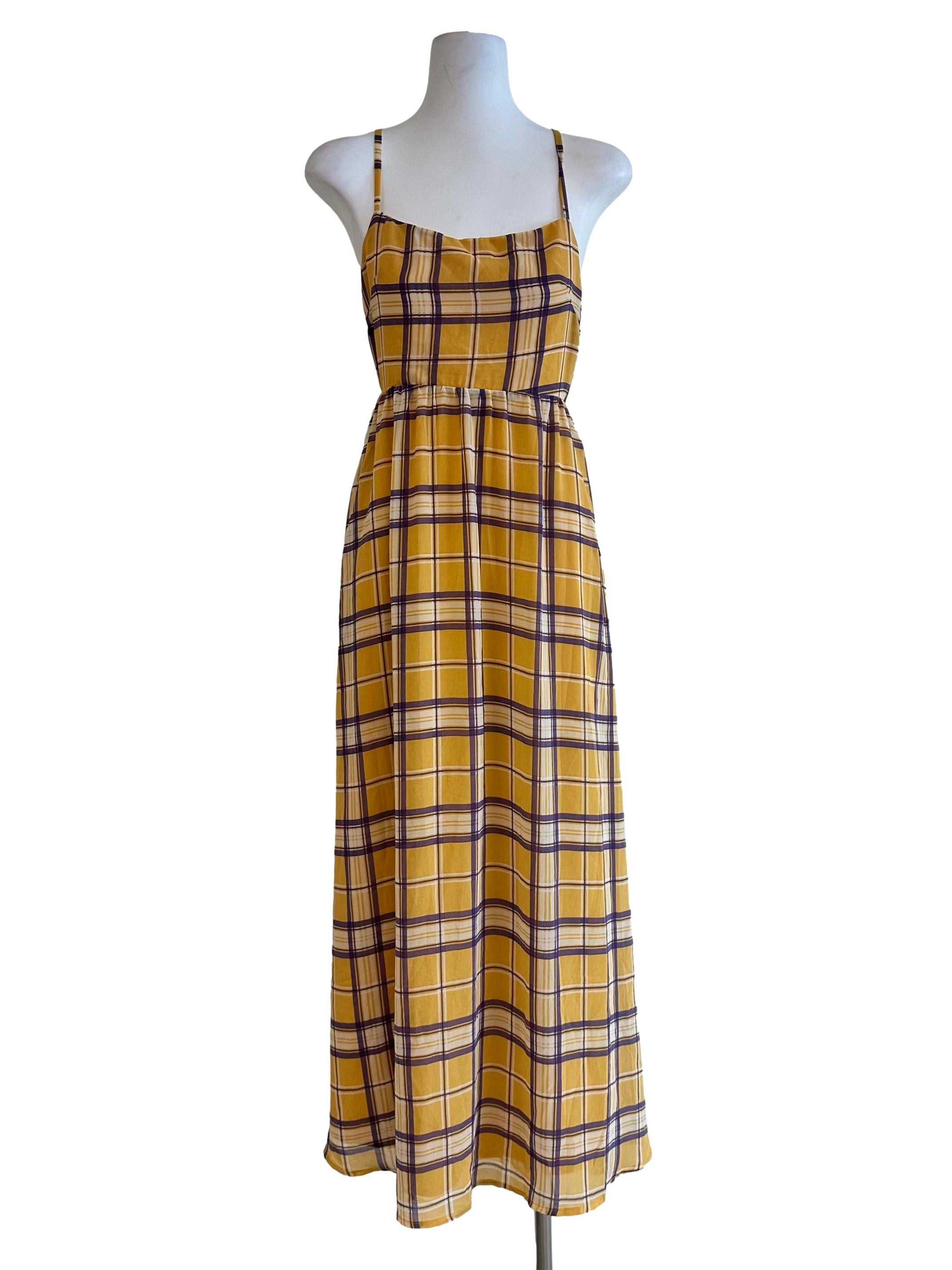 Canary Yellow Check Halter Dress YHF