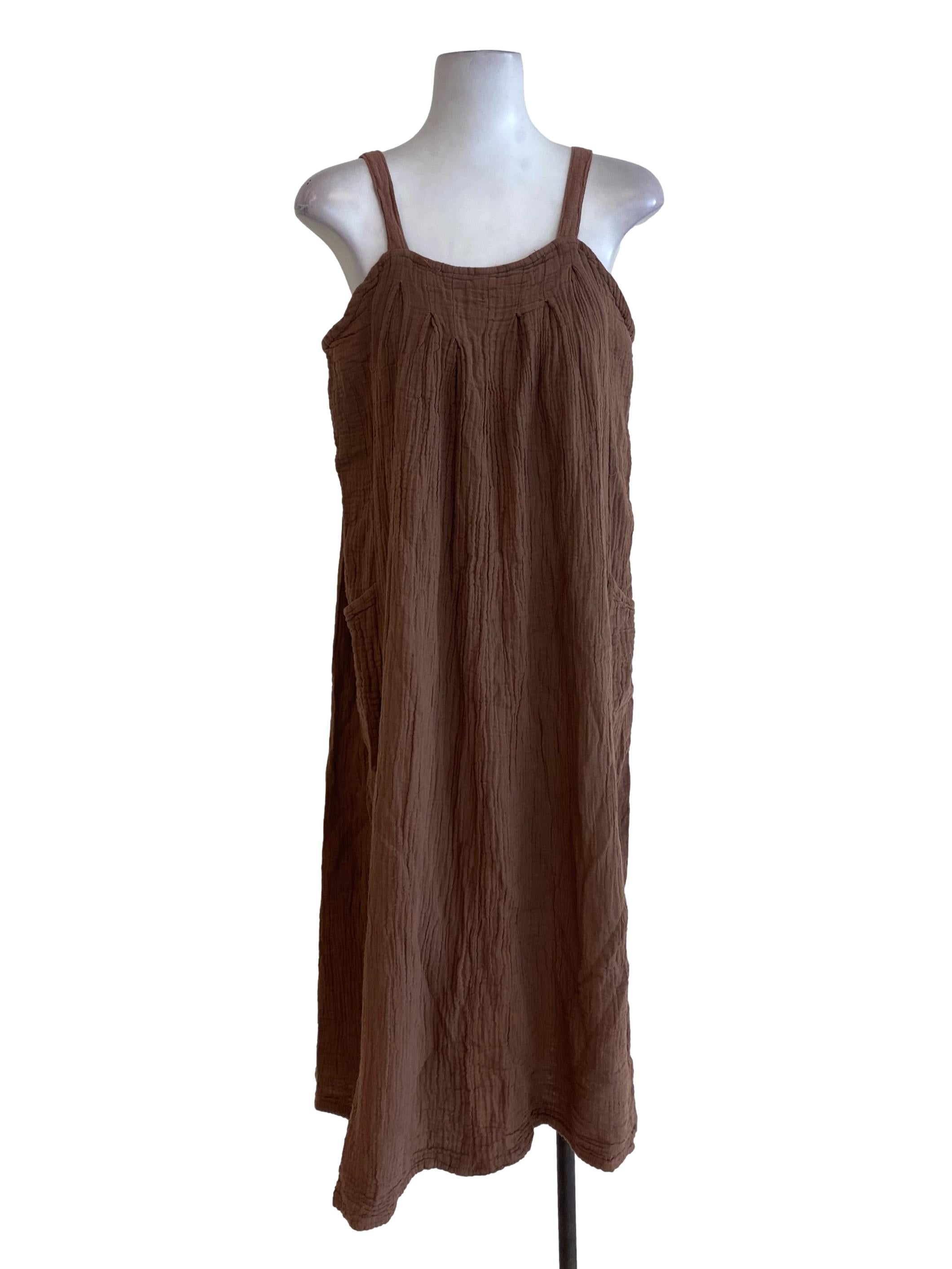 Brown Textured Tent Dress